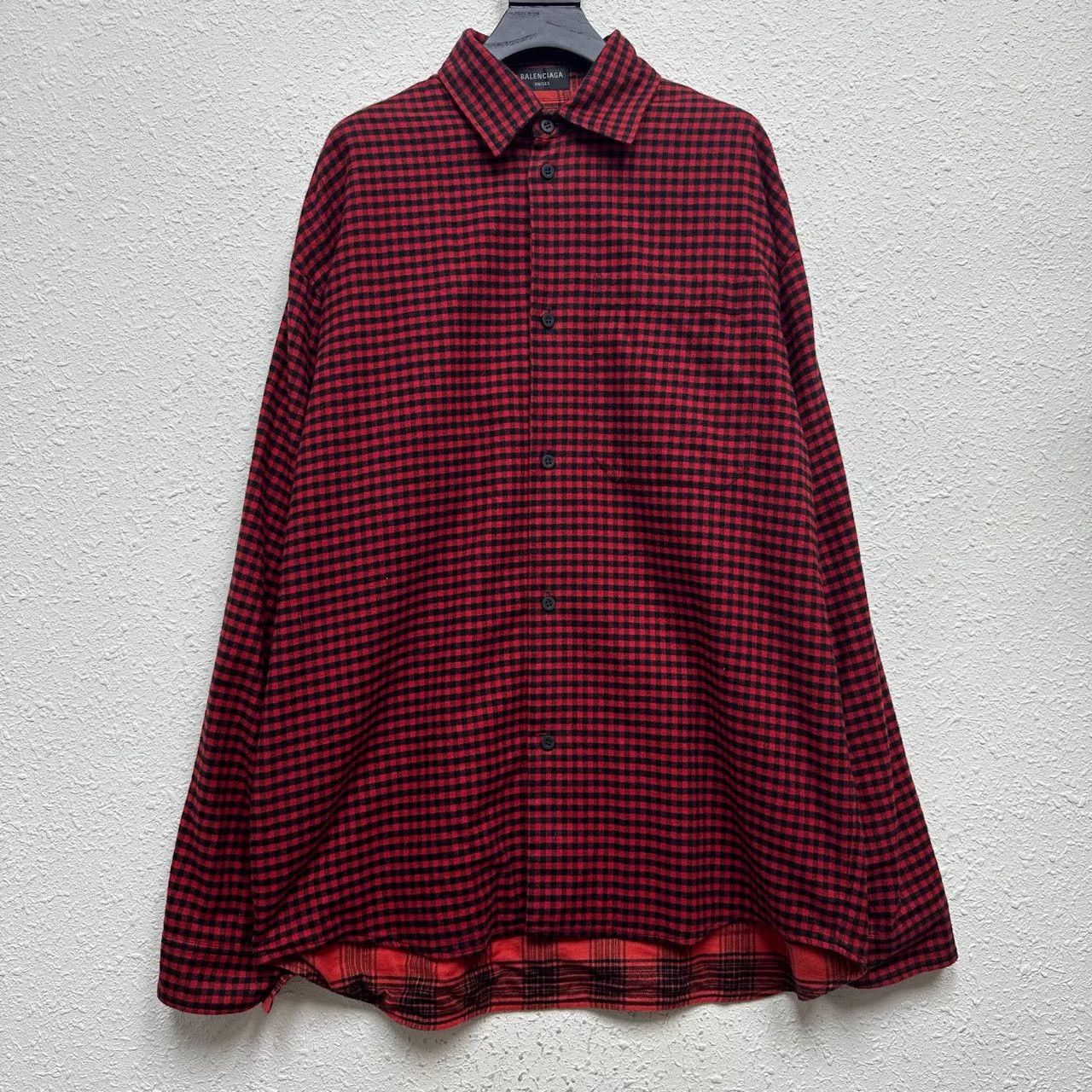 Balenciaga Balenciaga 23SS Red Flannel Check Double Overshirt XS Size US XS / EU 42 / 0 - 1 Thumbnail