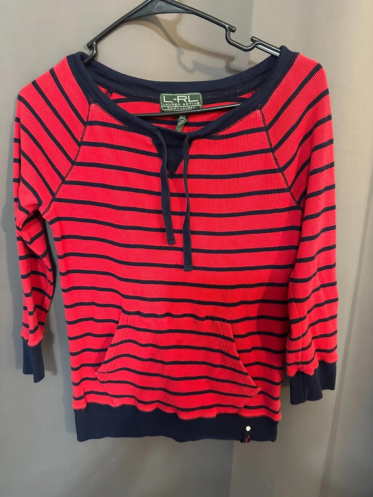 Designer Ralph Lauren Activewear S/P Red Navy Stripe-long sleeve Size S / US 4 / IT 40 - 1 Thumbnail