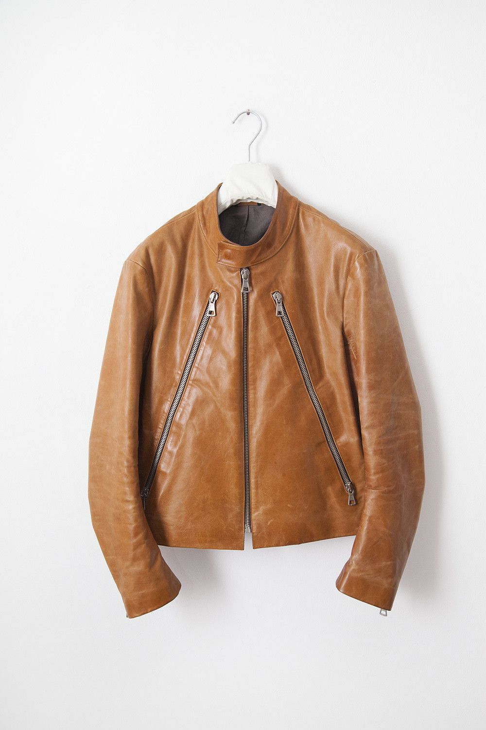 Maison Margiela SS01 tobacco 5 zip leather jacket | Grailed