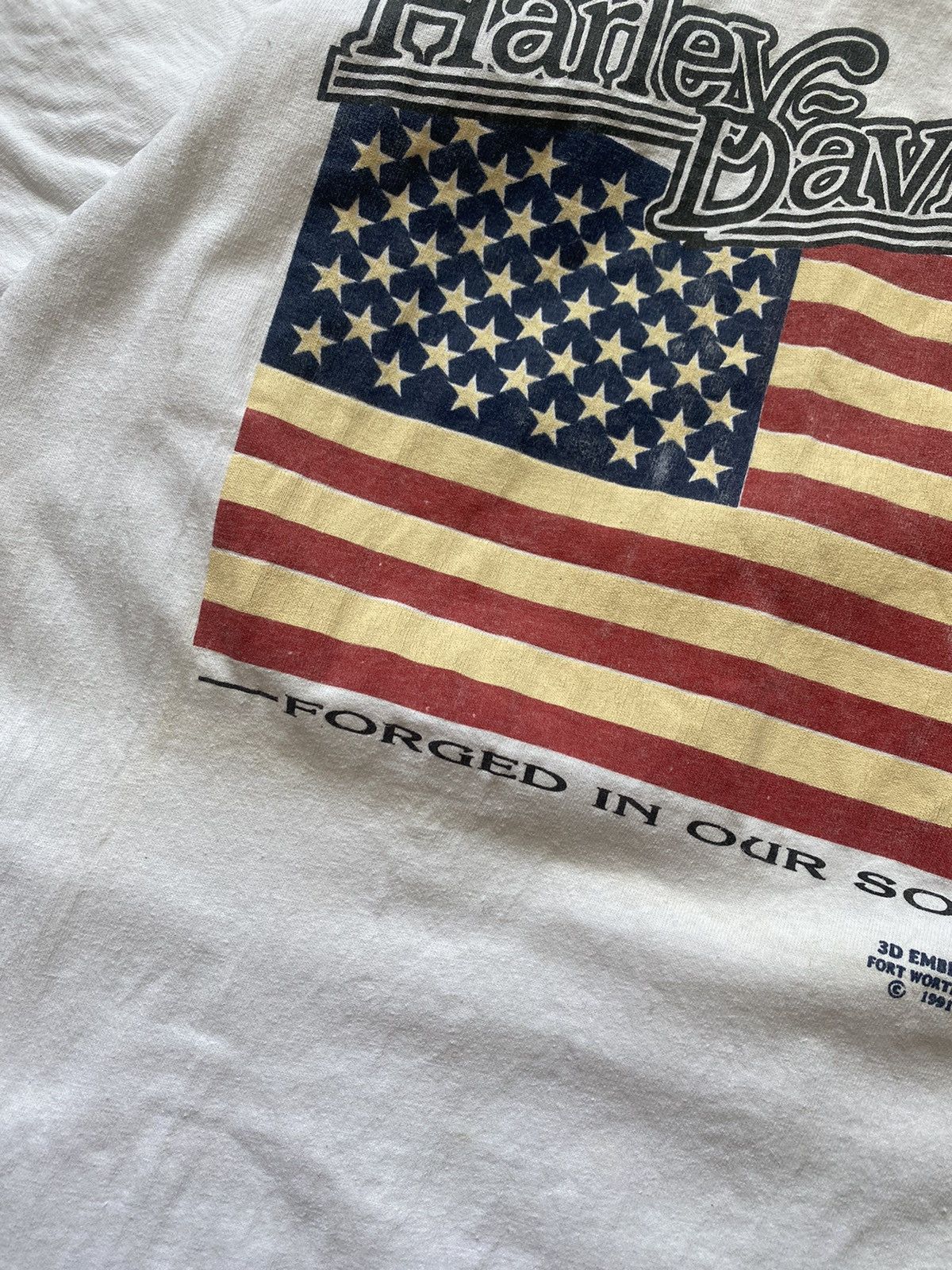 Harley Davidson × Vintage Vintage 1991 Harley Davidson 3D Emblem flag USA Tee VERYRARE Size US L / EU 52-54 / 3 - 4 Thumbnail
