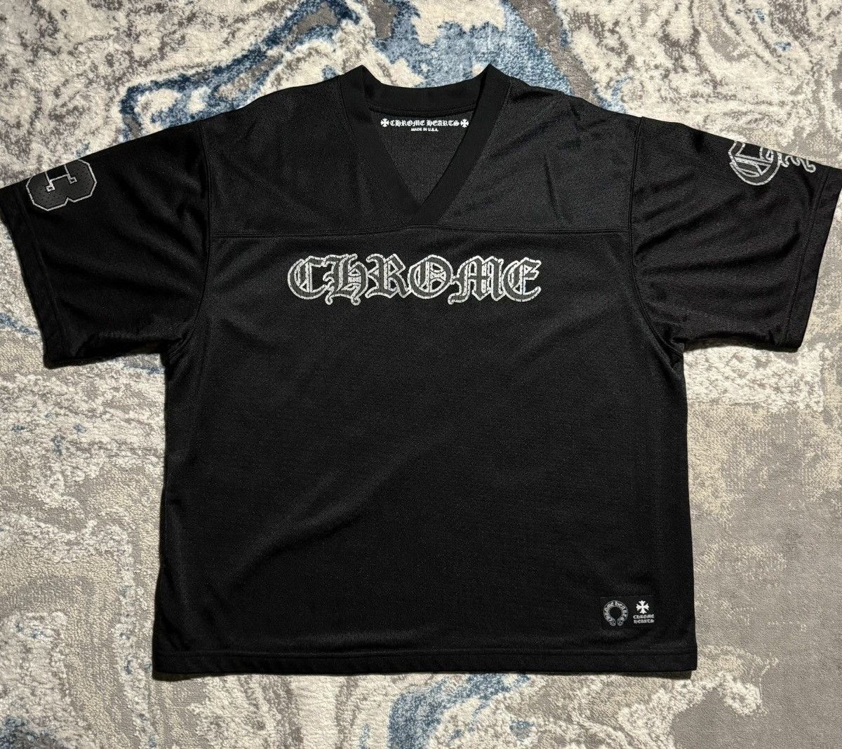 Pre-owned Chrome Hearts Warm Up Short Sleeve Jersey Black Size L