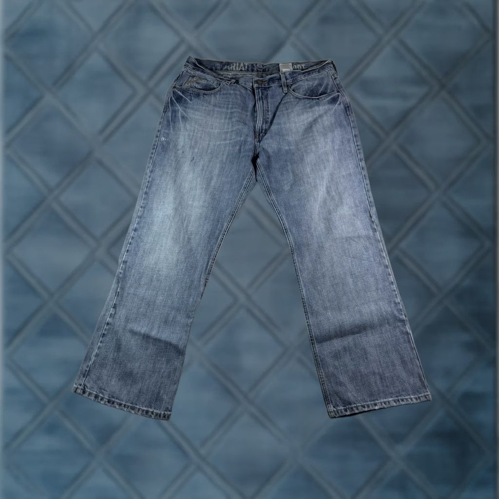 Ariat Ariat M4 Jeans Men's 38x30 Distressed Bootcut Denim Blue 5-Pocket Western Work Jeans Men's Regular Size 38 Size US 38 / EU 54 - 1 Thumbnail