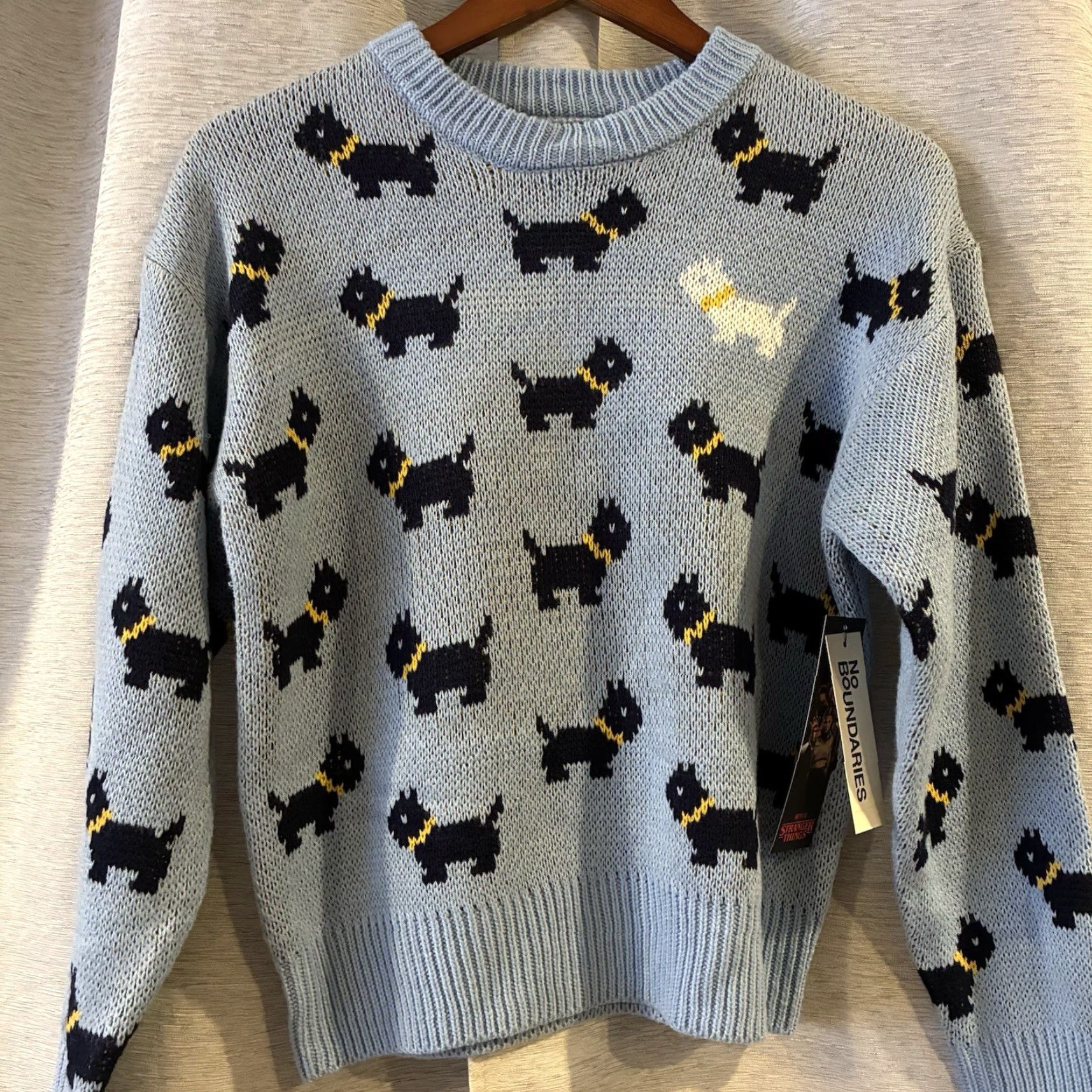 Vintage No Boundaries Stranger Things Erica Scottie Dog Sweater XS Blue Women Pullover Dog Theme Vintage NWT Size XS / US 0-2 / IT 36-38 - 3 Thumbnail