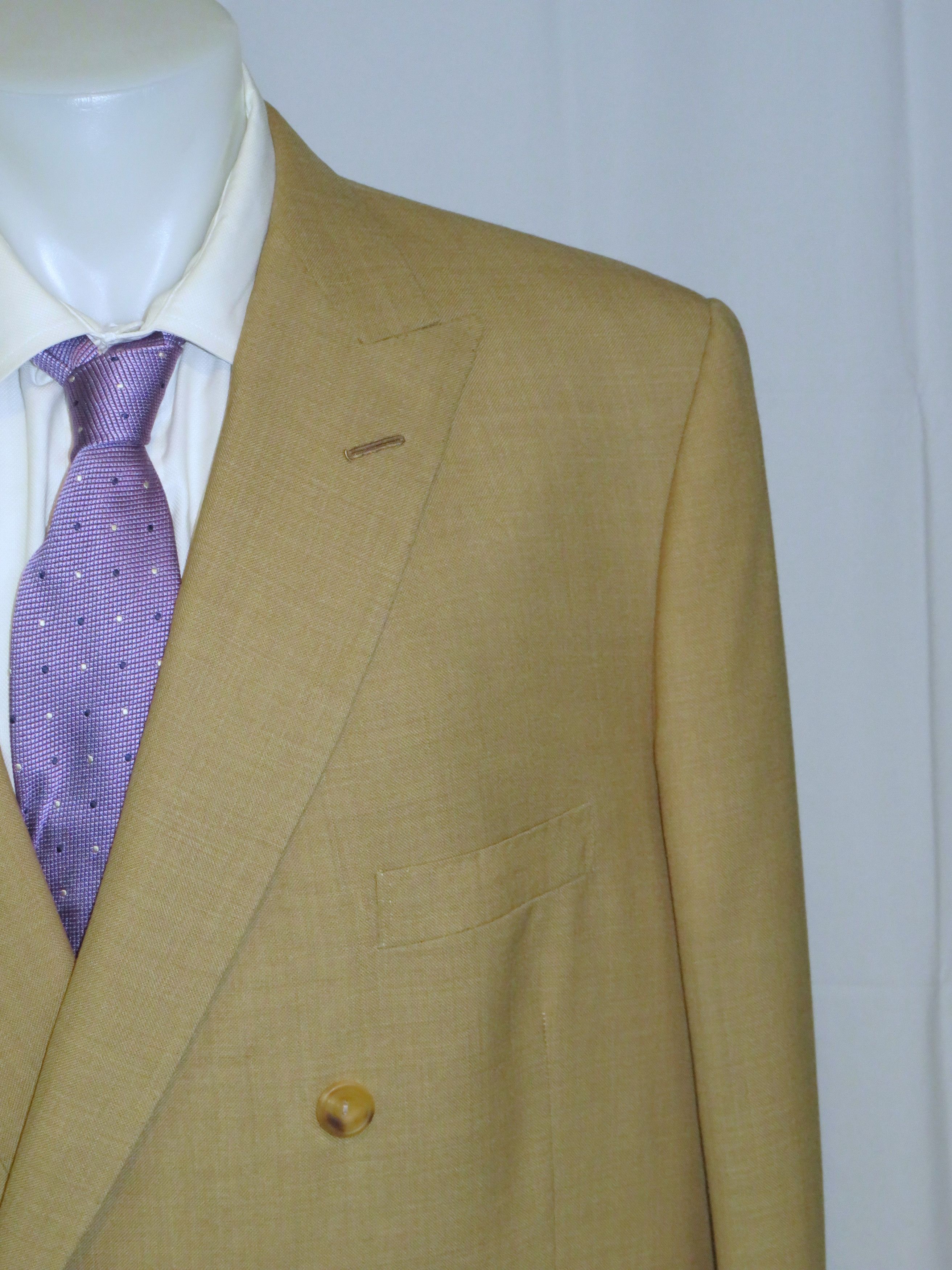 Henry Poole Bespoke Beige Hopsack Double Breasted Sport Coat 46R Size 46R - 3 Thumbnail