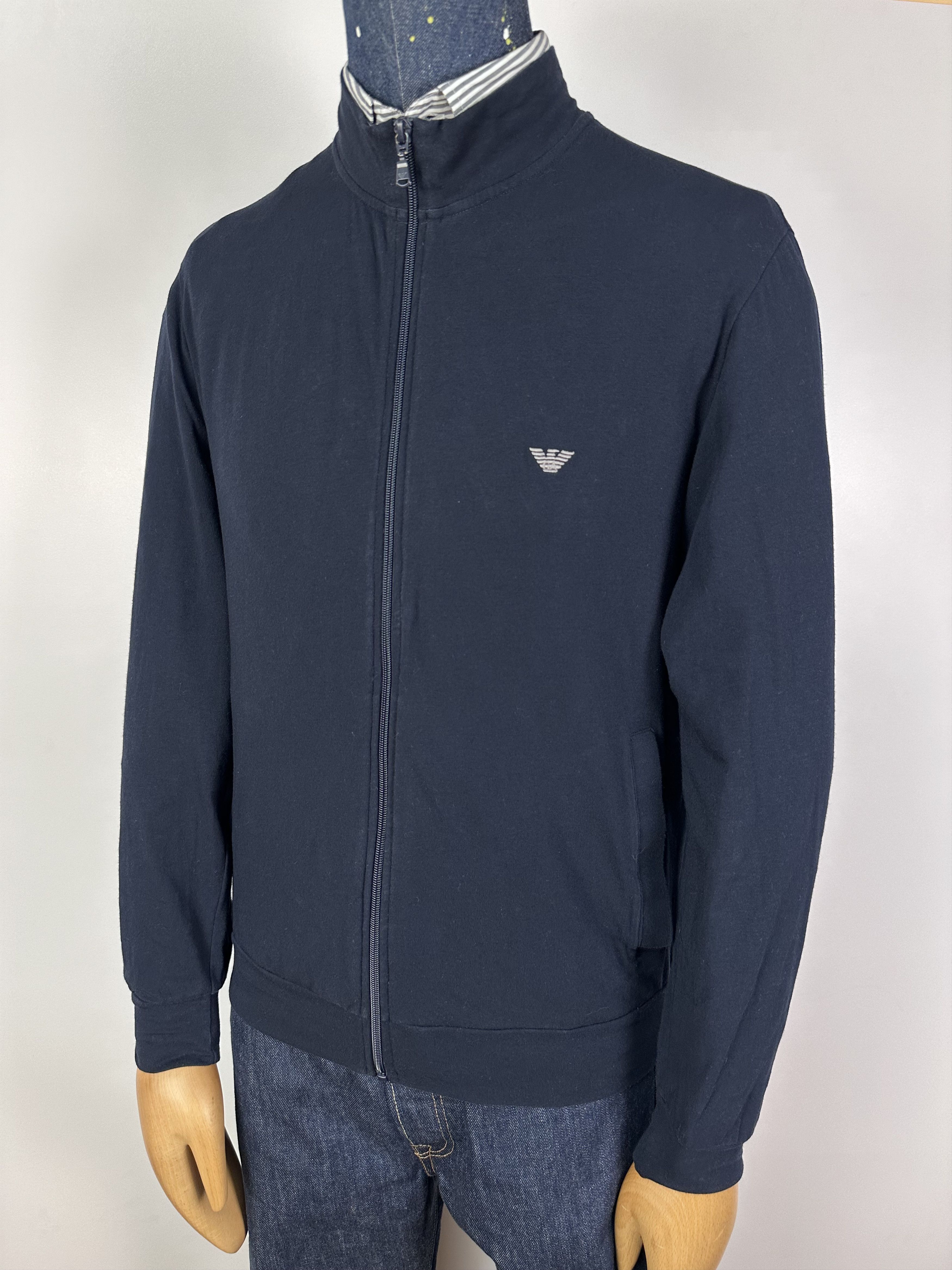 Emporio Armani Emporio Armani Full Zip Sweater Cotton Pullover Blue Size L Size US L / EU 52-54 / 3 - 1 Thumbnail