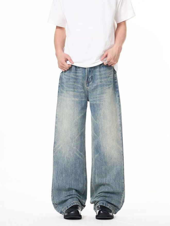 Japanese Brand American street whiskered baggy wide-leg jeans for men Size US 32 / EU 48 - 2 Thumbnail