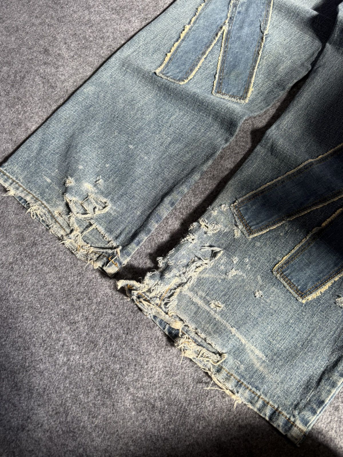 Beauty Beast × Japanese Brand Ignition Trompe L’oeil Pants On Pants Patched Denim Jeans Size US 27 - 17 Thumbnail
