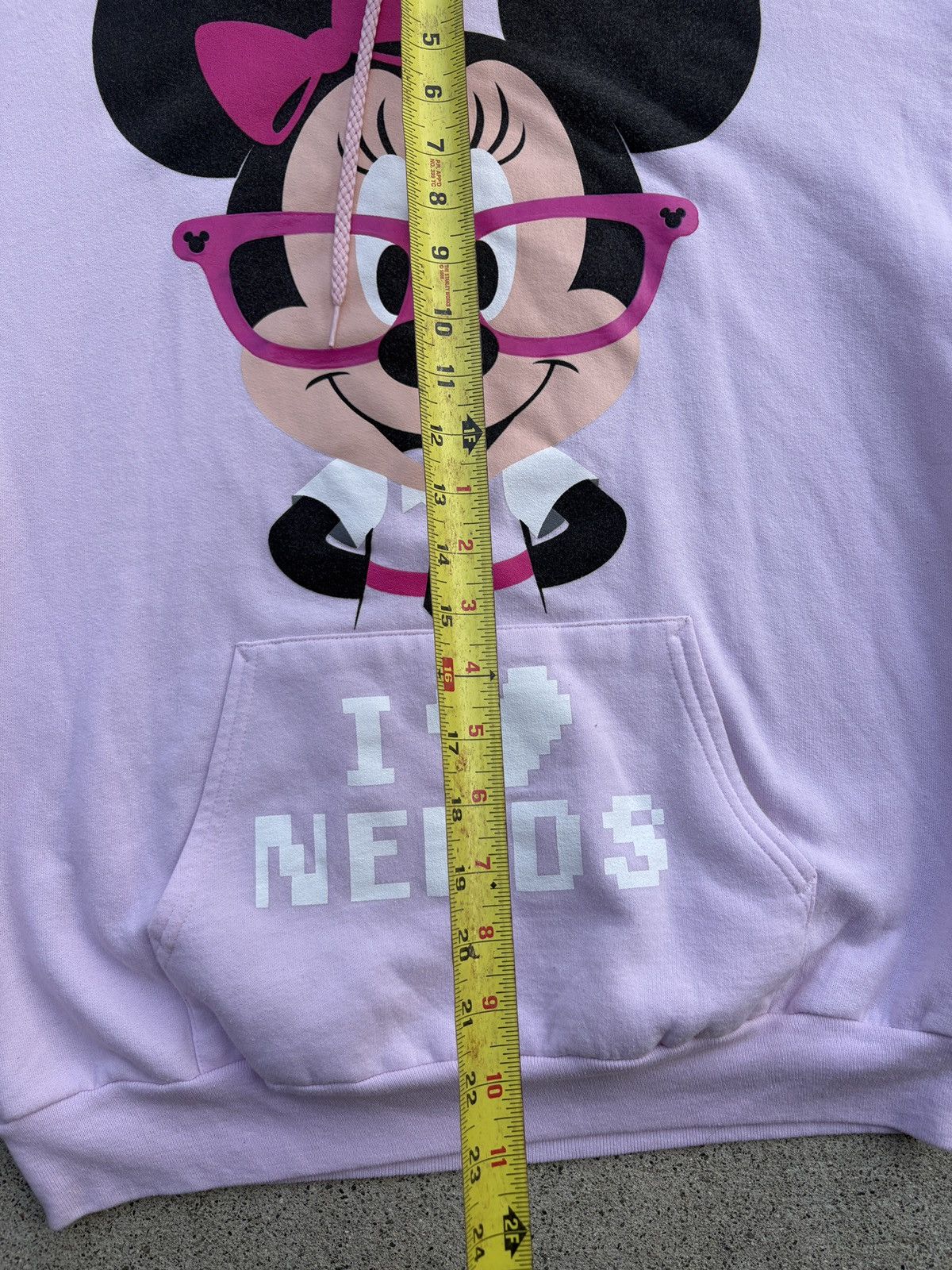 Disney × Vintage Disneyland Minnie Mouse “I Love Nerds” Pullover Hoodie Sz. M Size M / US 6-8 / IT 42-44 - 5 Thumbnail