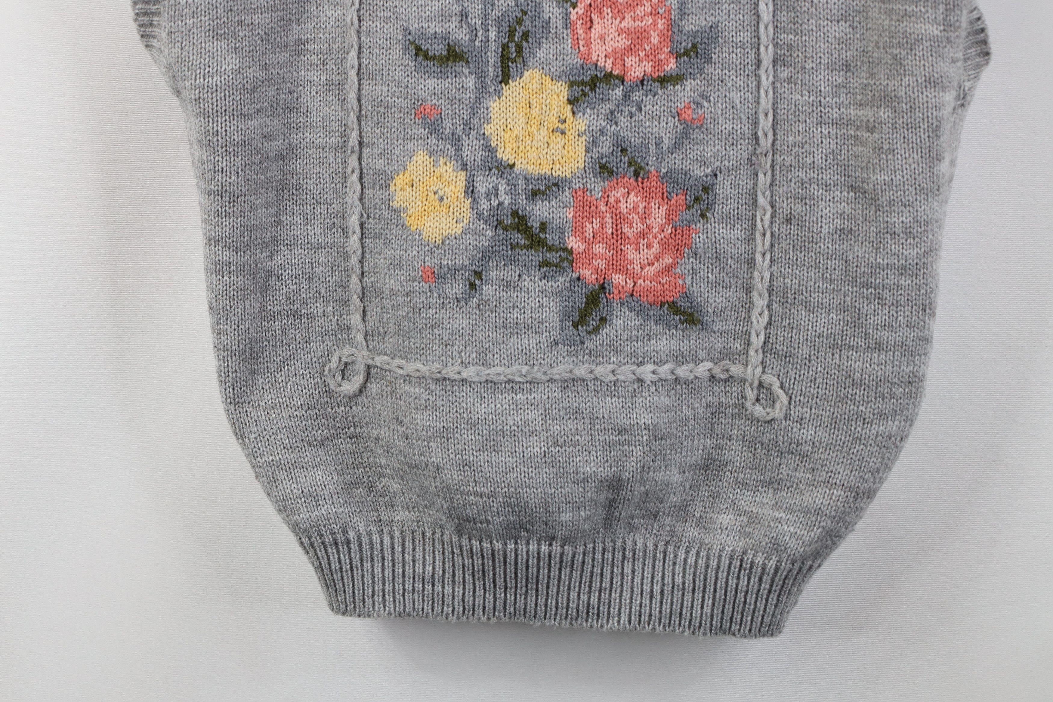 Vintage Vintage 70s Streetwear Wool Blend Knit Flower Sweater Vest Size L / US 10 / IT 46 - 3 Thumbnail