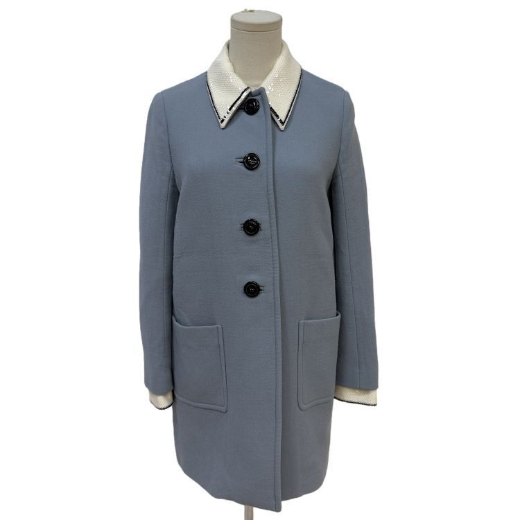 Miu Miu Miu Miu Sequin Collar Wool Coat Size 40 Size S / US 4 / IT 40 - 1 Thumbnail