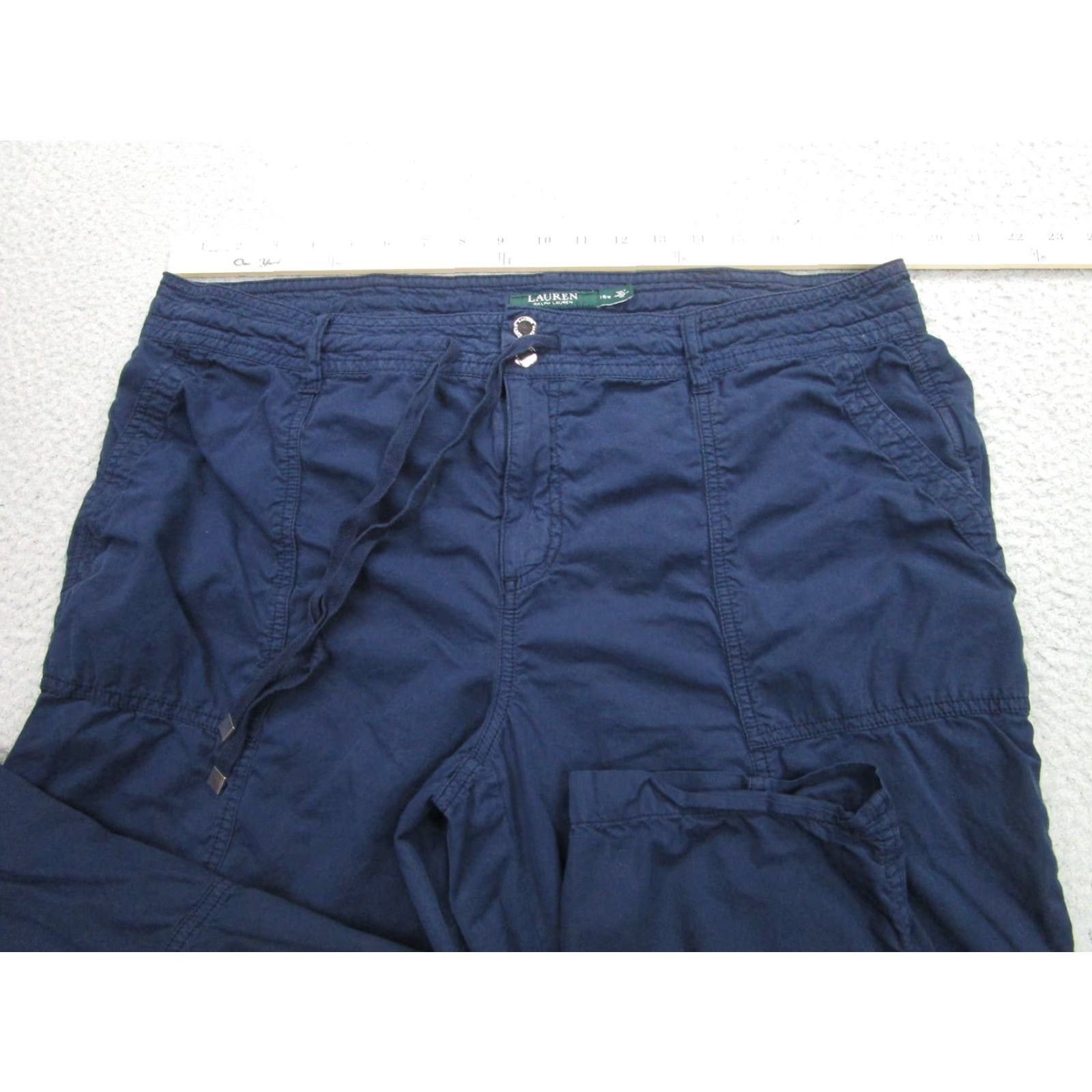 Ralph Lauren Lauren Ralph Lauren Pants Womens 16W Navy Blue Cargo Cropped Lightweight Cotton Size 38" / US 16 / IT 52 - 3 Thumbnail