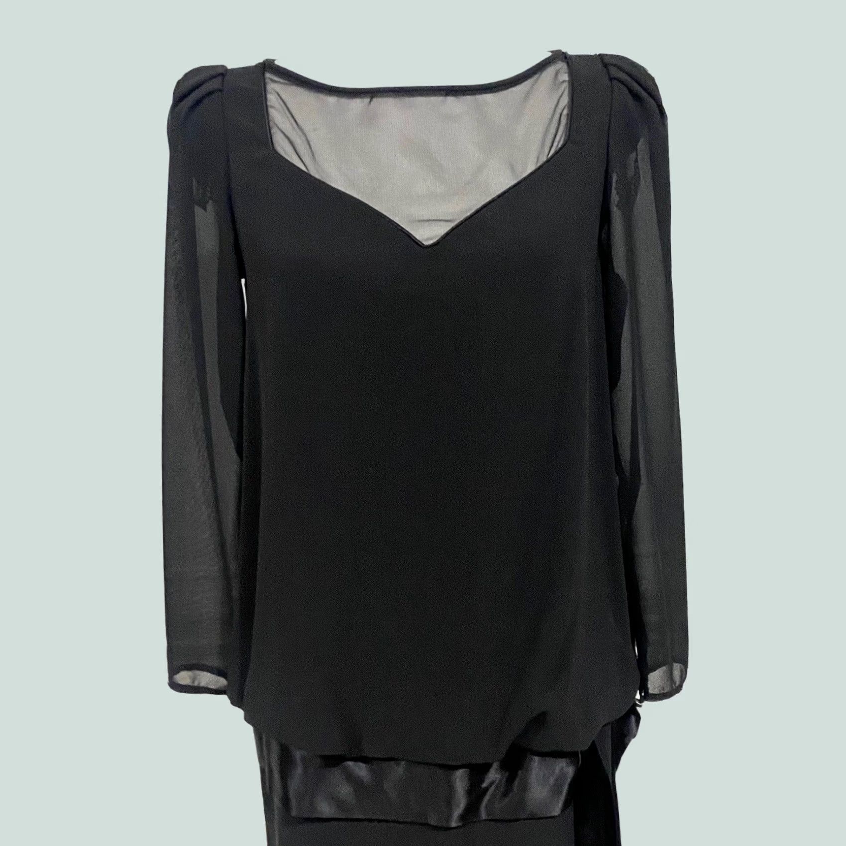 Diane von Furstenberg Diane von Furstenberg Black Dress Vintage 80s 90s Drop Waist Shift Long Sleeve 6 Dress Womens Size M / US 6-8 / IT 42-44 - 1 Thumbnail