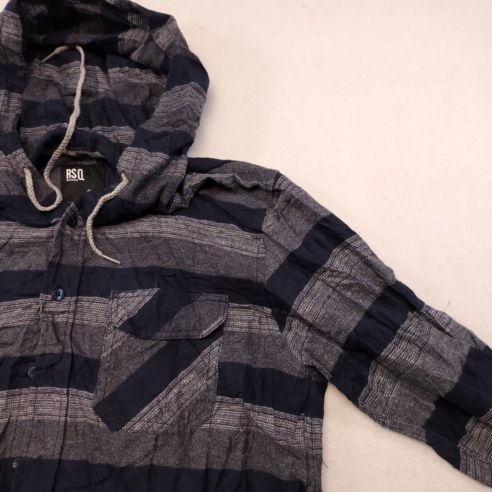 Rsq RSQ Casual Button Up Hoodie Mens Size Large L Blue Striped Size US L / EU 52-54 / 3 - 5 Thumbnail