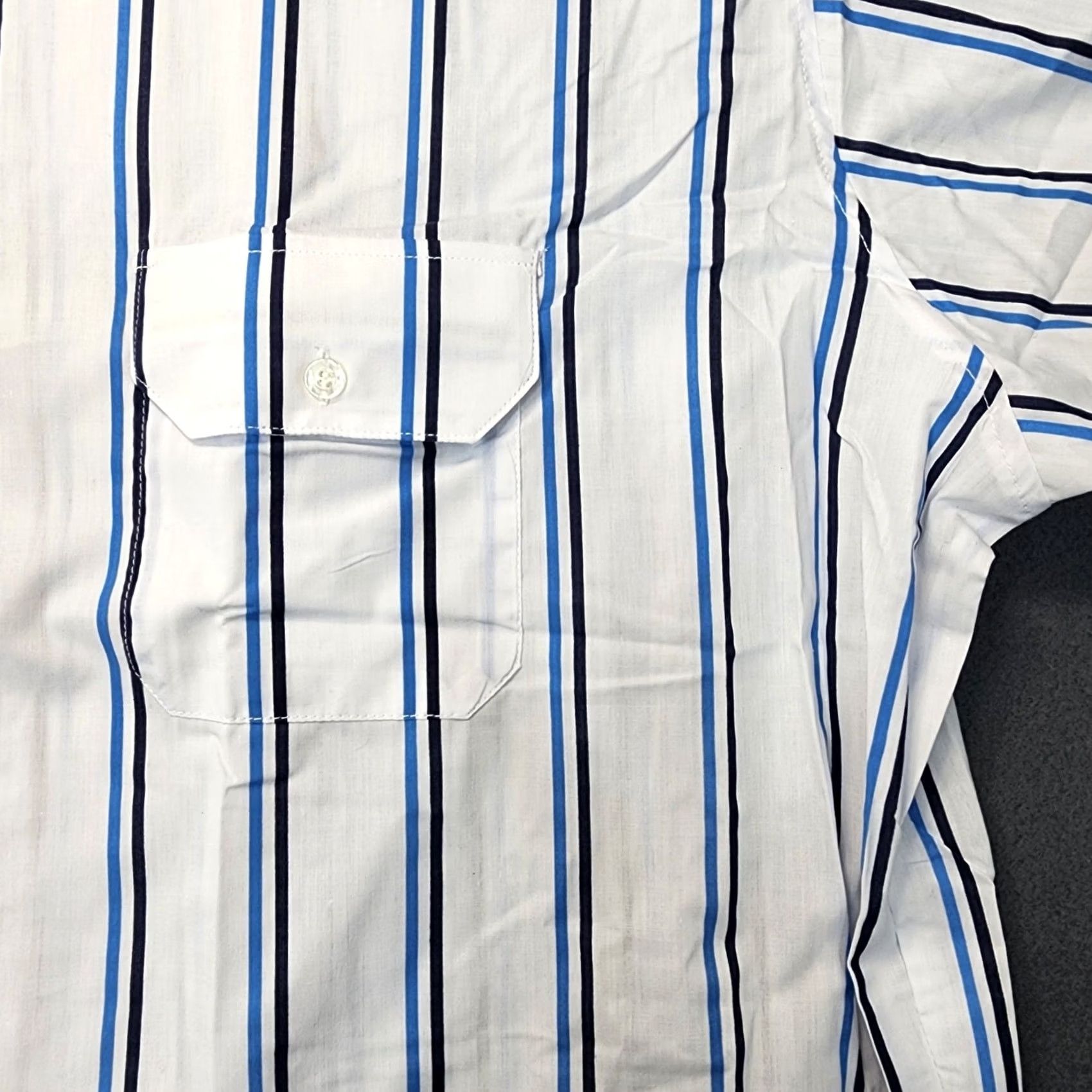 Blair VINTAGE Blair Mens Shirt 2XL Blue Stripe Button Up Shoulder Strap Pockets 18.5 Size US XXL / EU 58 / 5 - 7 Thumbnail