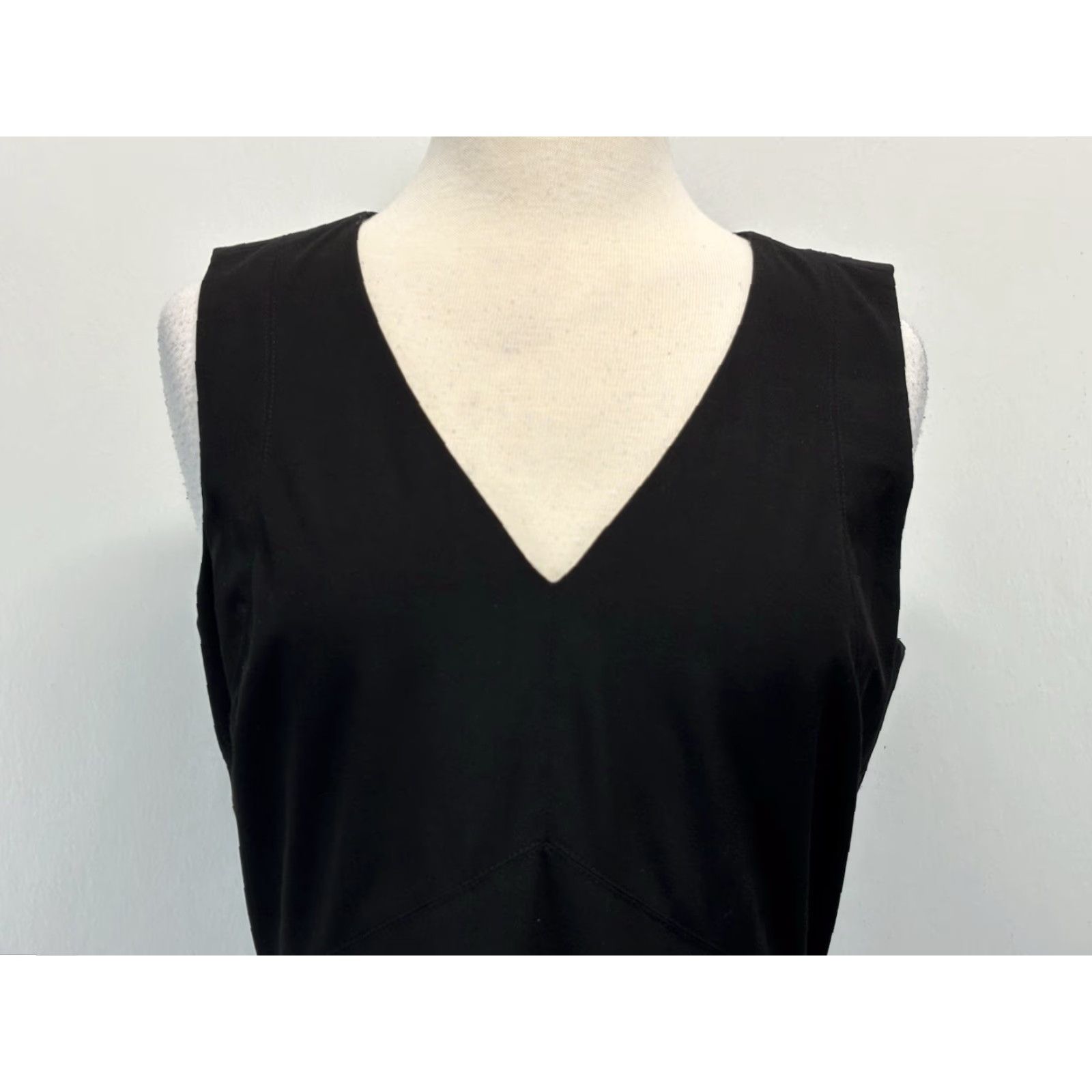 Ann Taylor Ann Taylor Dress Sheath Sz 10 Sleeveless Black Vneck Career Capsule Minimalist Size L / US 10 / IT 46 - 5 Thumbnail