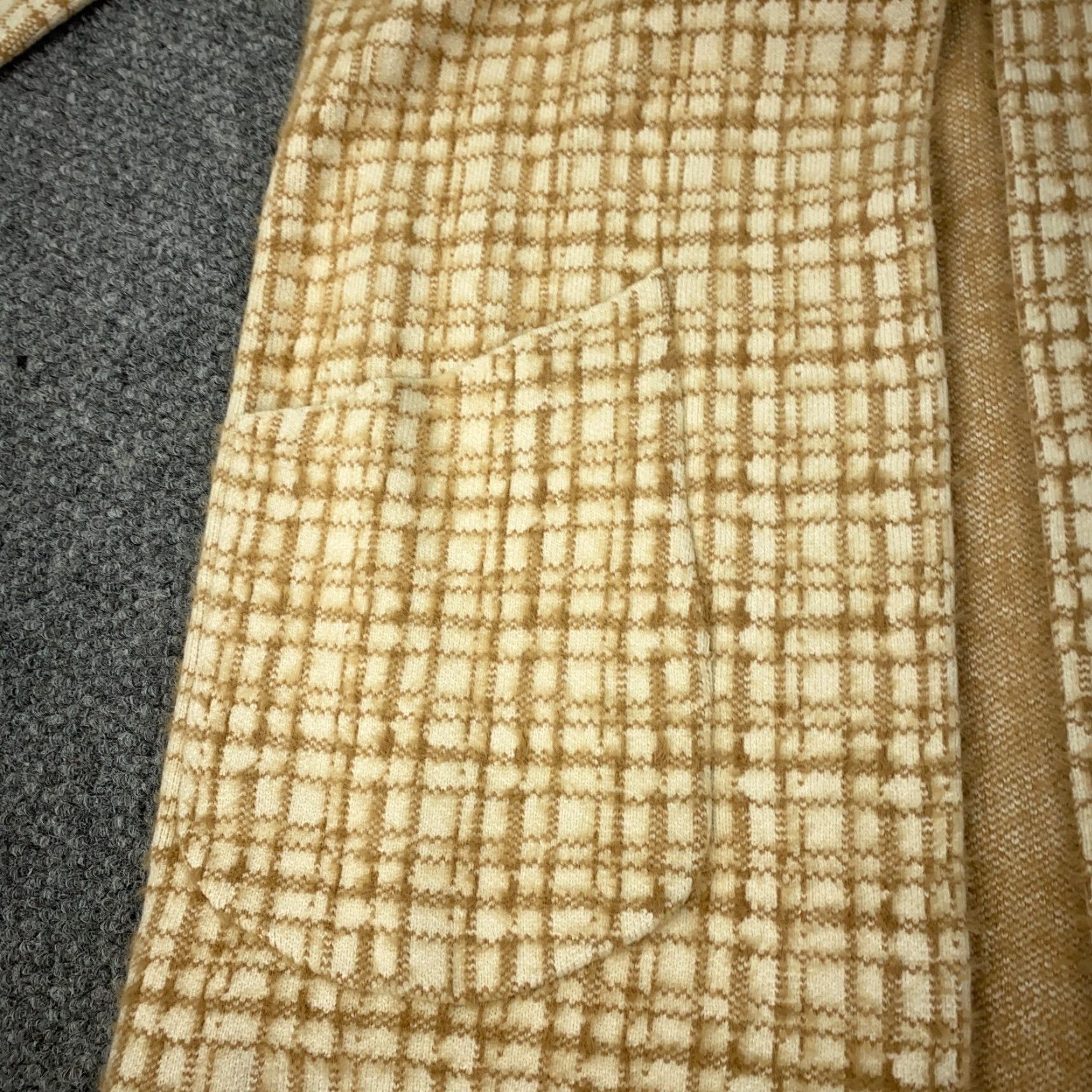 Vintage Magaschoni Cardigan Hooded Womens Medium Beige Plaid Open Front NWT Fashion Knit Sweater, Regular, Fall, Spring, Summer, Winter, Men’s? Size M / US 6-8 / IT 42-44 - 4 Thumbnail