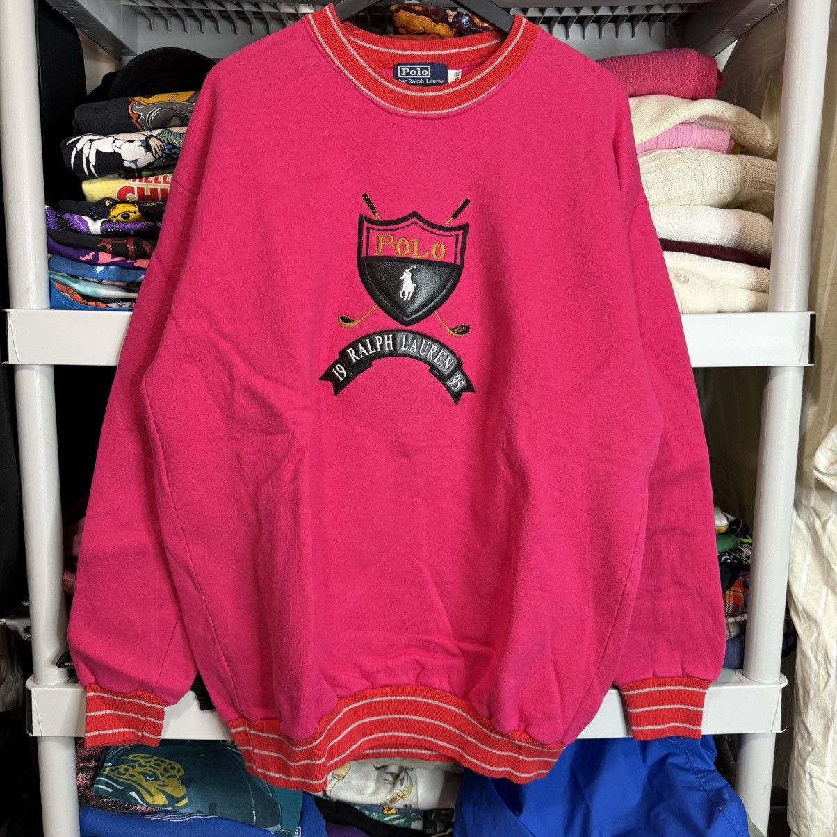 Polo Ralph Lauren Vintage 90’s Polo Ralph Lauren 1995 Crewneck Leather Patch Size US XL / EU 56 / 4 - 1 Thumbnail