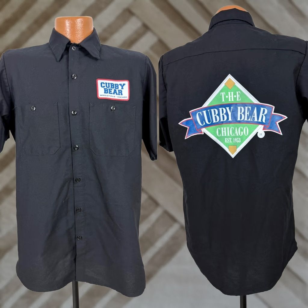 Red Kap VINTAGE Cubby Bear Chicago Shirt Red Kap Men M Black Cotton Polyester Button-Up Short Sleeve Geo: Outdoor Sports Pockets 90s Mens Size US M / EU 48-50 / 2 - 1 Thumbnail