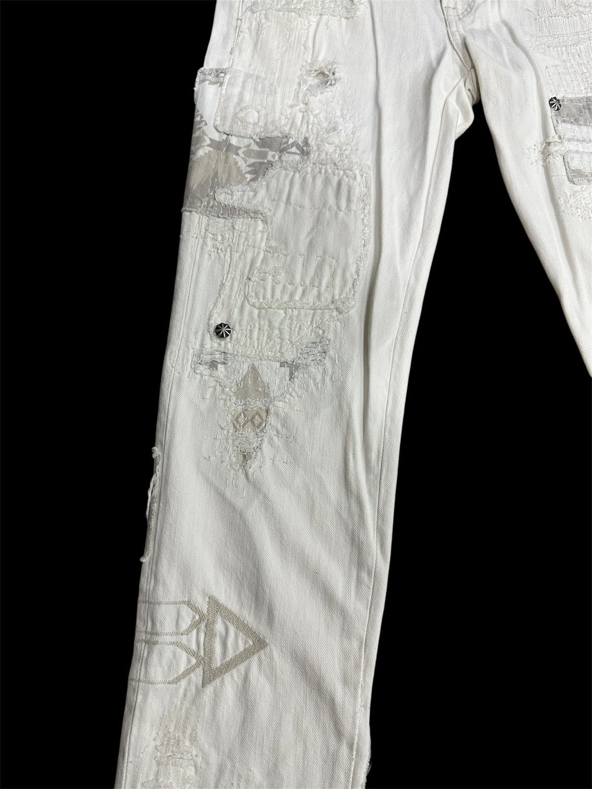 Polo Ralph Lauren × RRL Ralph Lauren Polo RL Distressed Patchwork Jeans For Her Size 30" / US 8 / IT 44 - 8 Thumbnail
