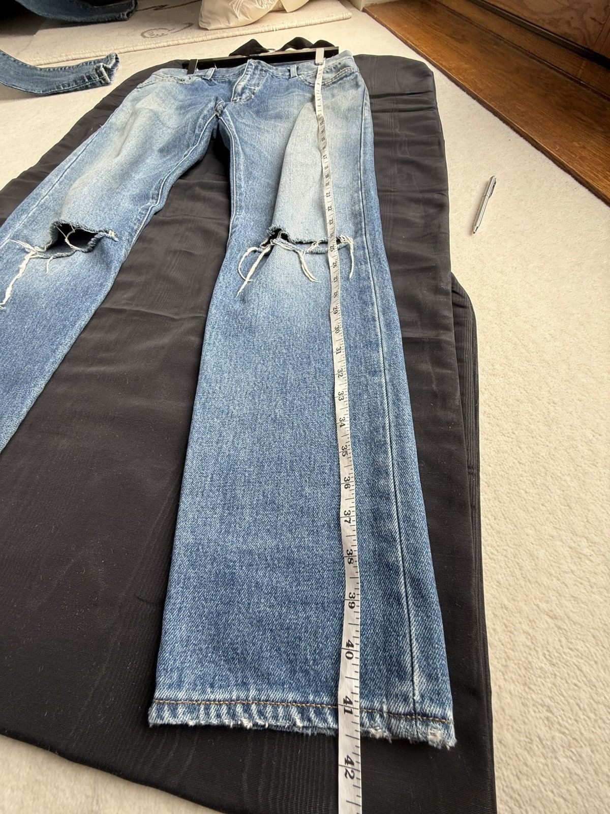 Saint Laurent Paris SS16 Saint Laurent D10 knee rip jeans Hedi 32 grail slim Size US 33 - 15 Thumbnail