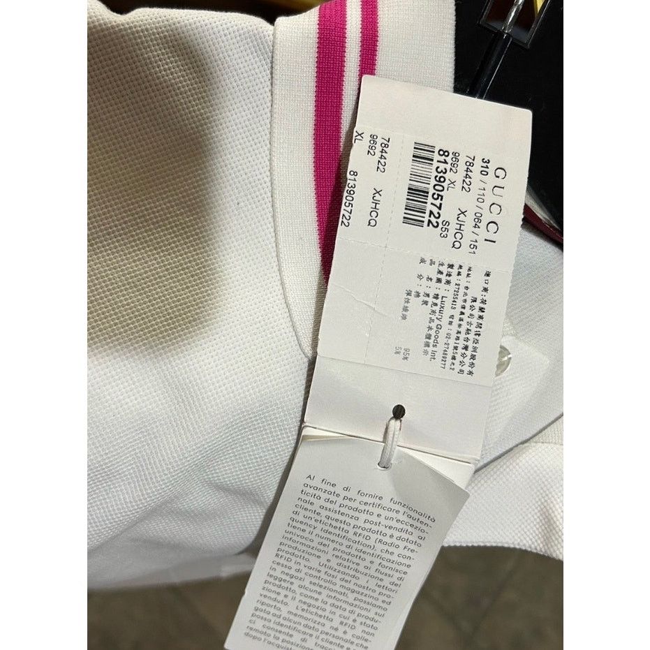 Gucci Men's Gucci polo shirt with pink embroidered logo size XL Size US XL / EU 56 / 4 - 6 Thumbnail