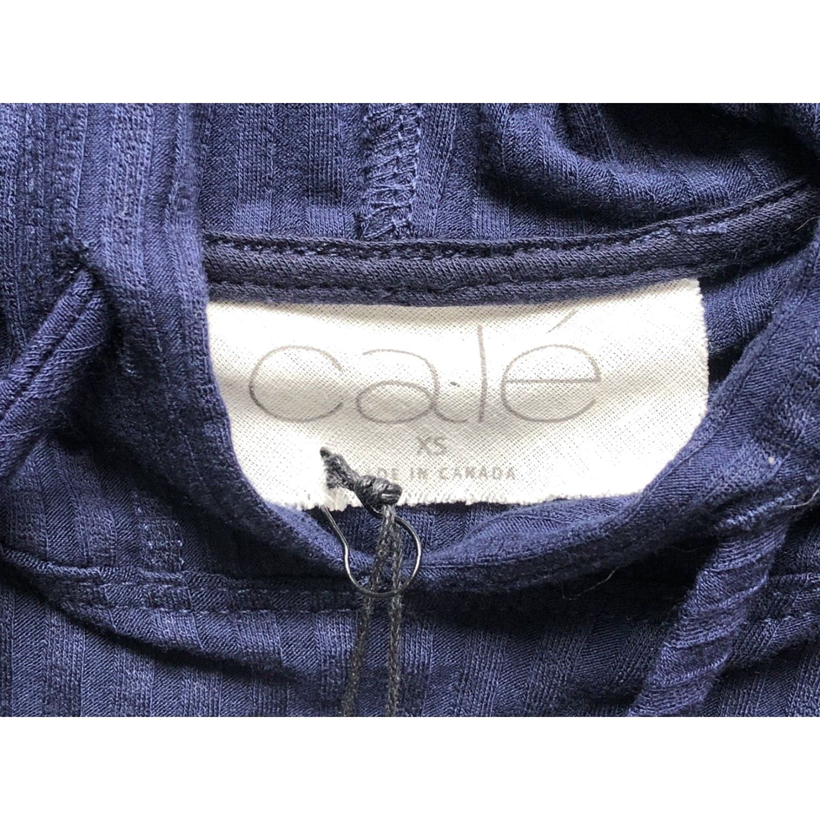 Vintage NWT Cale Sweater Hoodie XS Womens Navy Blue Ribbed Madeline Hooded Pockets Long Sleeve Pullover Winter Size XS / US 0-2 / IT 36-38 - 6 Thumbnail