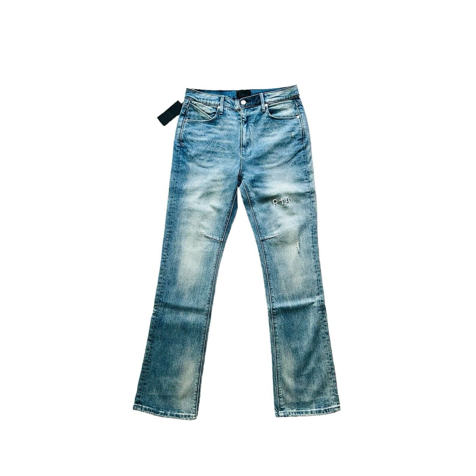 RtA Mens Denis Flared Skinny Jeans Blue $245 Size 31/32