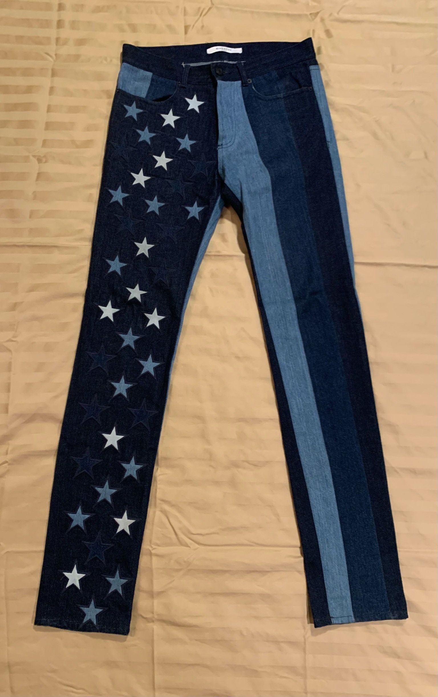 Givenchy $1300 Panelled Patchwork Stars Stripes Denim Jean size 30 Size US 30 / EU 46 - 2 Thumbnail
