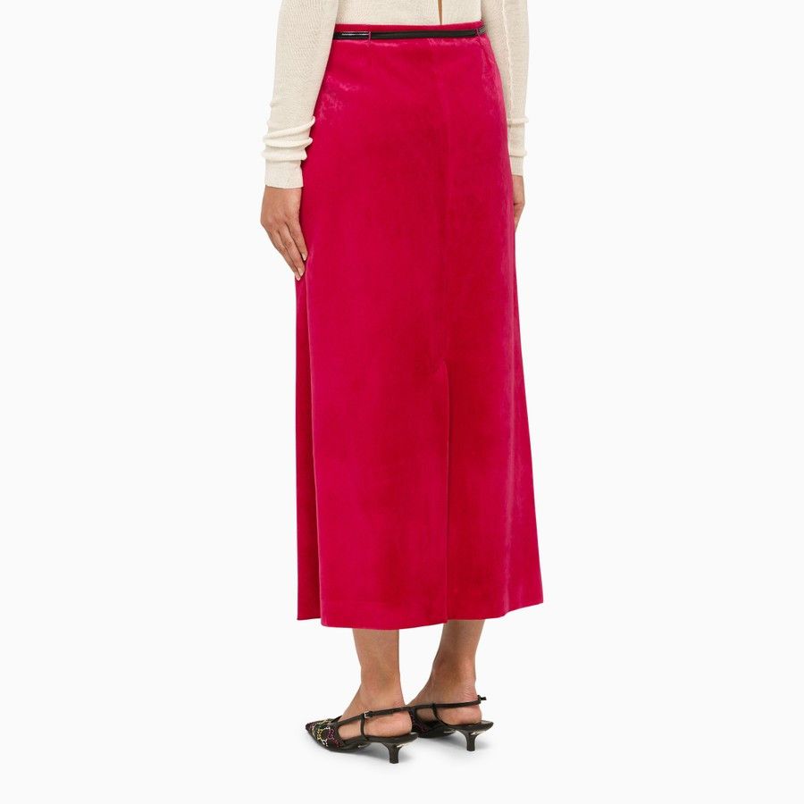 Gucci o1d2blof0824 Velvet Bloom Midi Skirt in Pink Size 27" / US 4 / IT 40 - 4 Thumbnail