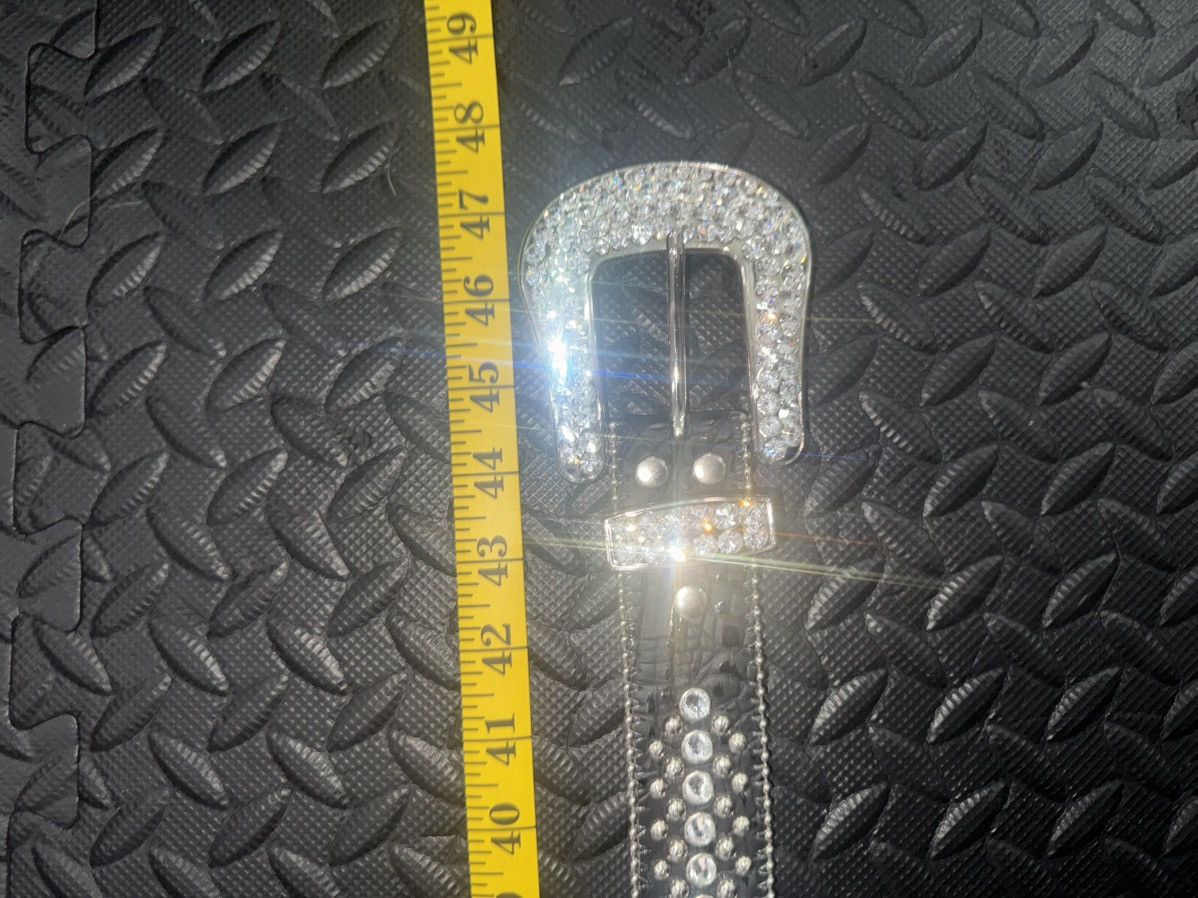B.B. Simon BB SIMON BLACK CROC LEATHER BELT Size 34 - 5 Thumbnail