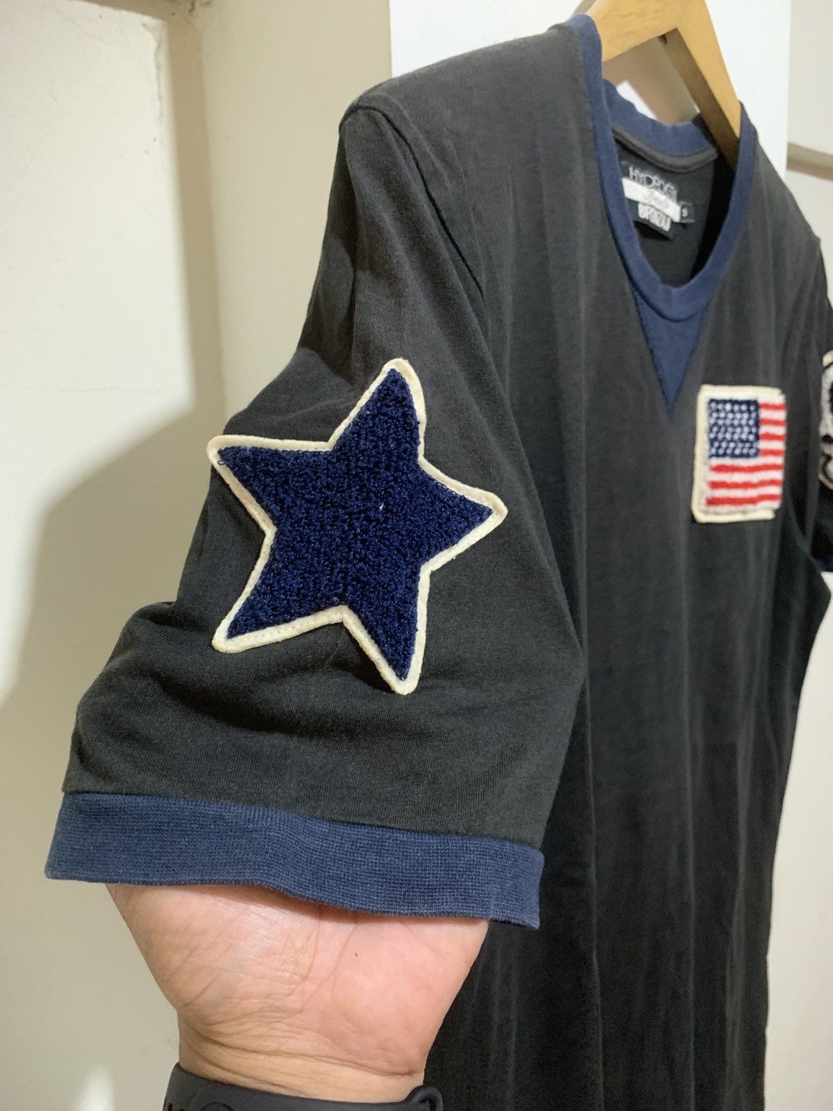 HYDROGEN Hydrogen Skull Star Patch Ringee Tee Shirt Size US S / EU 44-46 / 1 - 2 Thumbnail