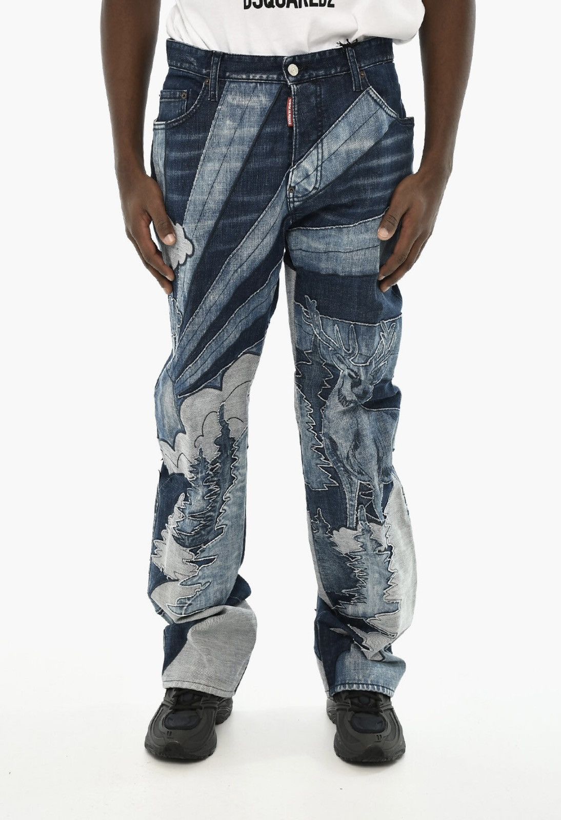 Dsquared2 New Deer Patchwork Wash Roadie Jeans DSQUARED2 Size US 32 / EU 48 - 1 Thumbnail