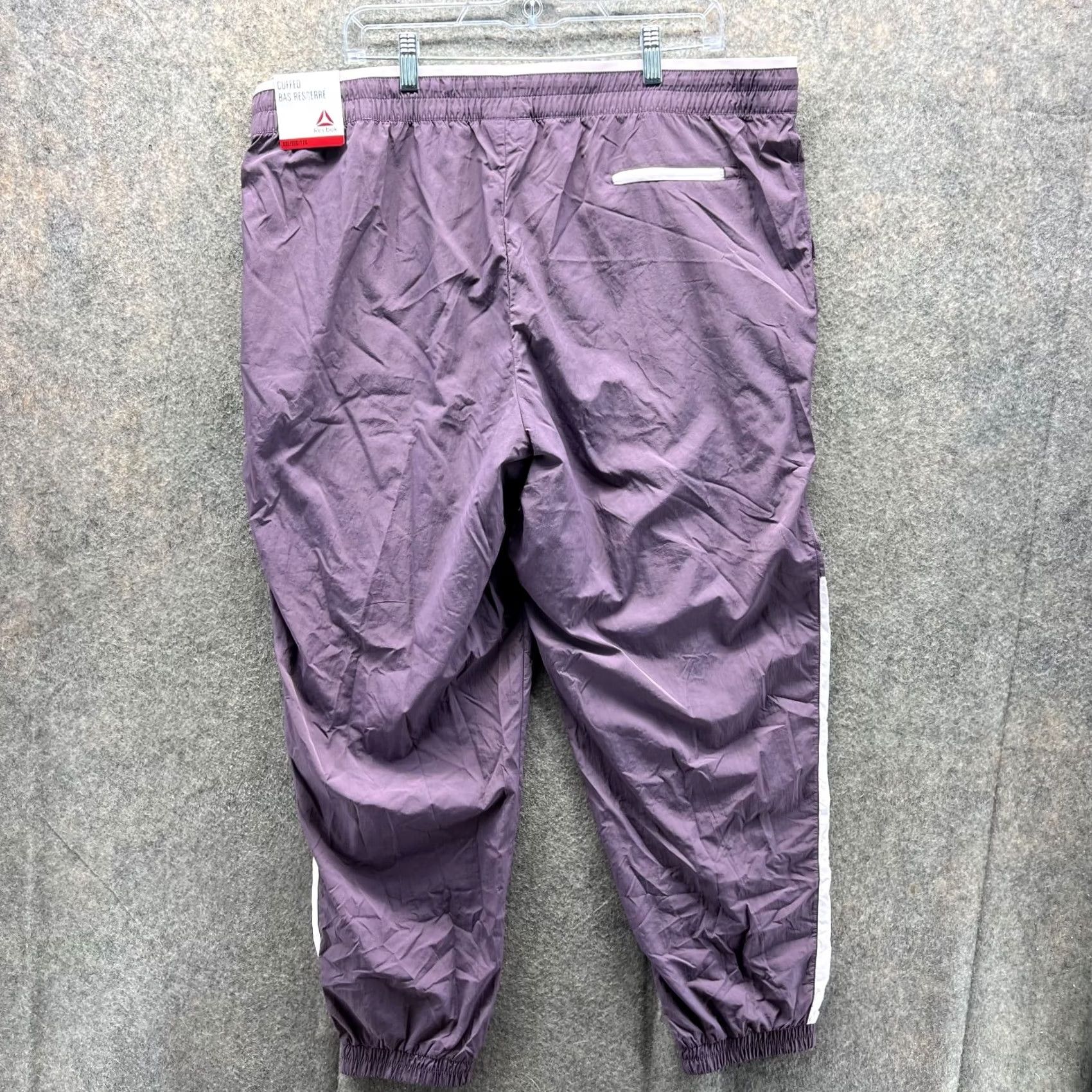 Reebok VINTAGE Reebok Pants Men 2XL Purple Focus Track Nylon Sweat Cuffed New Size US 39 - 2 Thumbnail