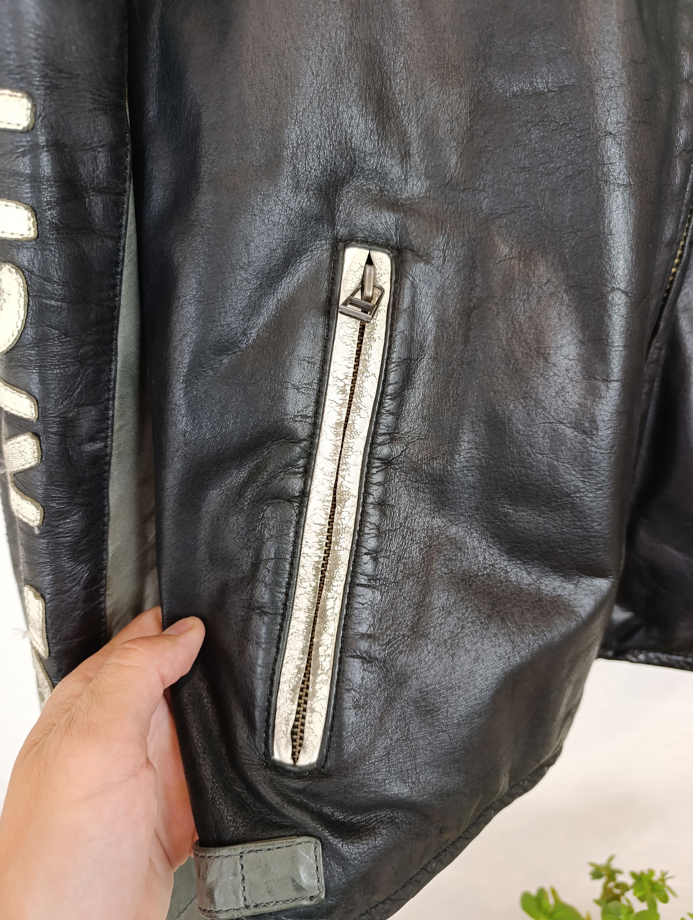 Genuine Leather × Vintage VINTAGE SNAPSHOT RACING MOTORCYCLE LEATHER BIKER JACKET Size US M / EU 48-50 / 2 - 6 Thumbnail