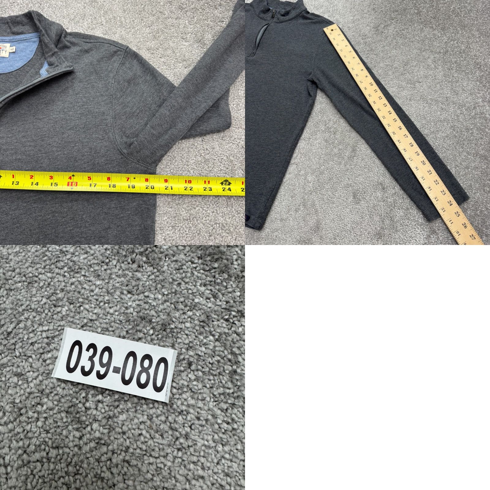 Faherty Faherty Sweatshirt Main Mens Medium Gray Cotton Modal 1/4 Zip Pullover Mock Neck Long Sleeve All Seasons Breathable Stretch Casual Winter Spring Fall Size US M / EU 48-50 / 2 - 9 Thumbnail