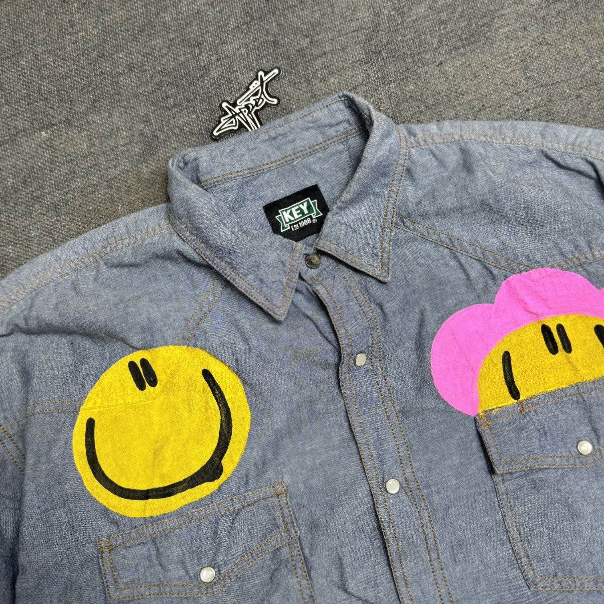Designer × Vintage Shirt outer smile oil canvas art Size US XXL / EU 58 / 5 - 4 Thumbnail