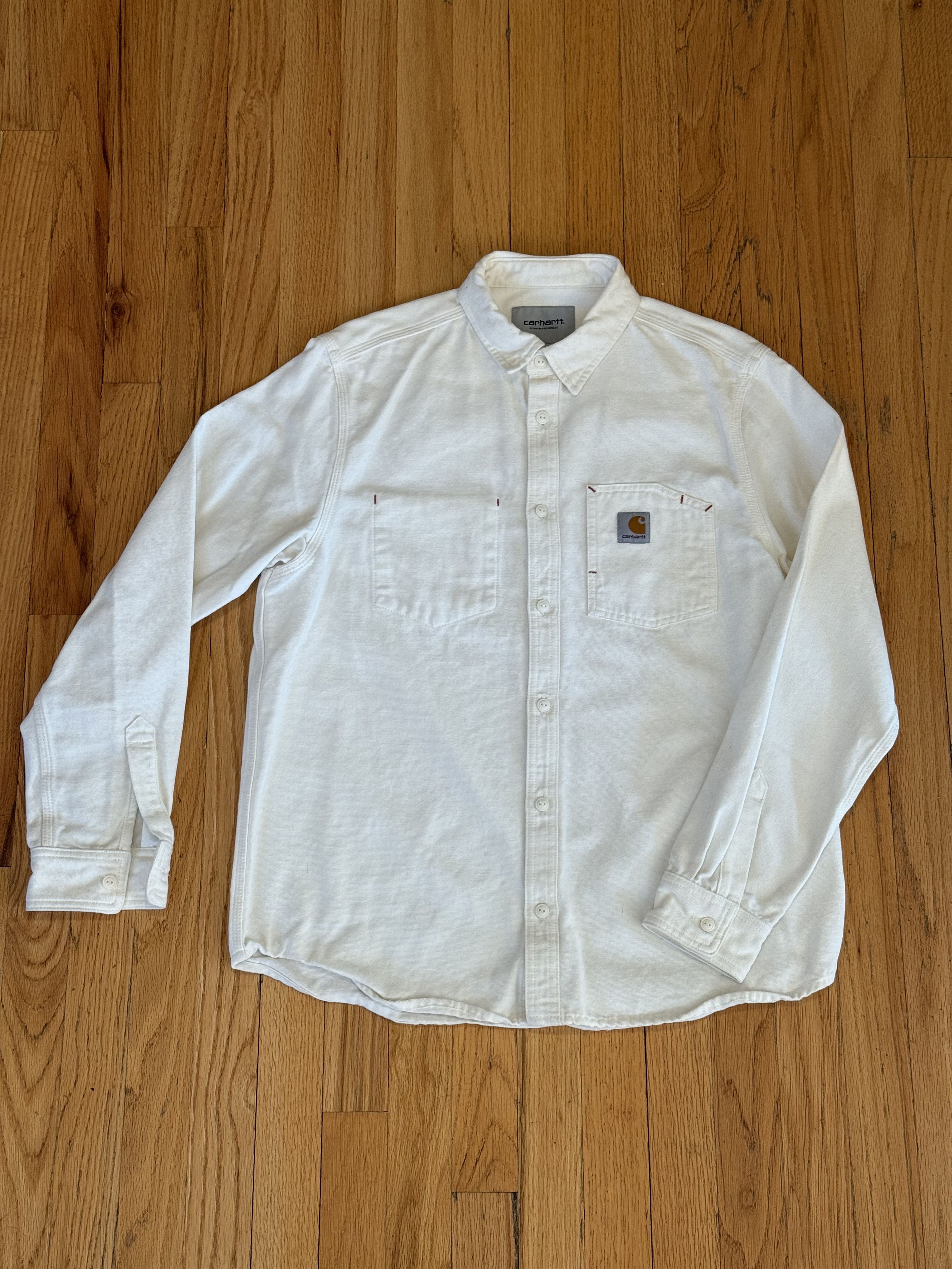 Carhartt WIP L/S Tony Shirt - White (Wax) - Flannel - Large
