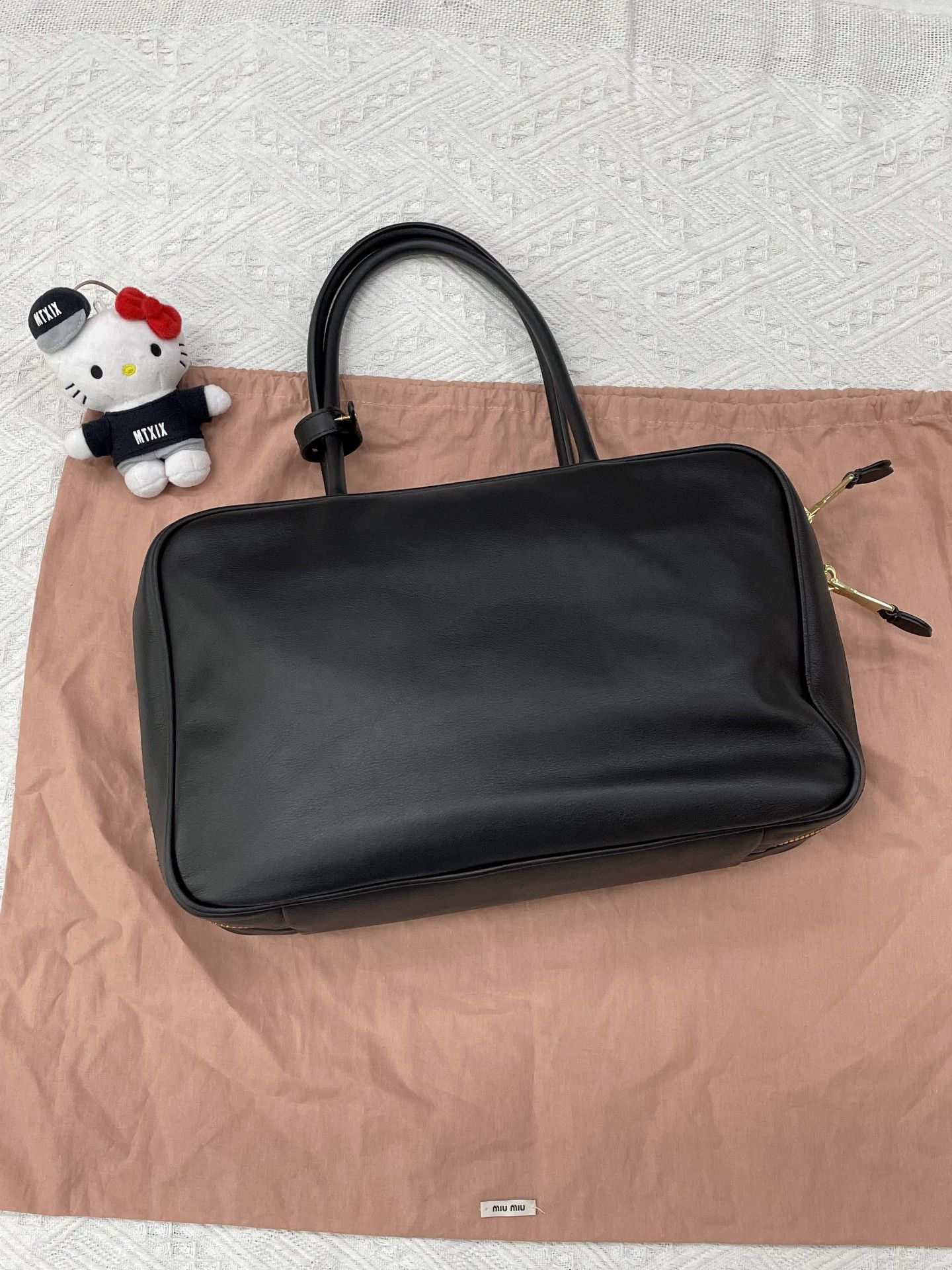 Miu Miu MIU MIU Beau Black Leather Briefcase Gold Near New Size ONE SIZE - 2 Thumbnail