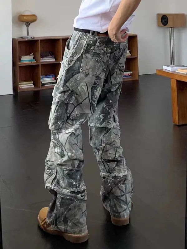 Japanese Brand Hiroko x Miori Retro Camo Multi-Pocket Wide-Leg Cargo Jeans Size US 34 / EU 50 - 2 Thumbnail