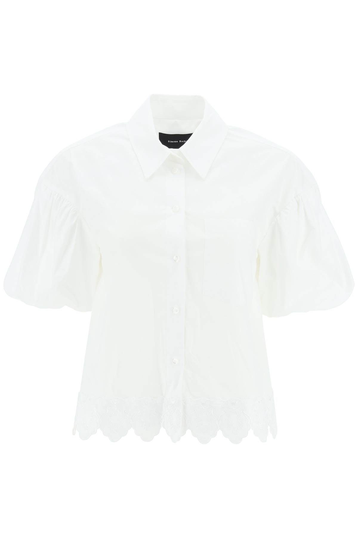 Image of Simone Rocha Embroidered Cropped Shirt in White, Women's (Size XS)