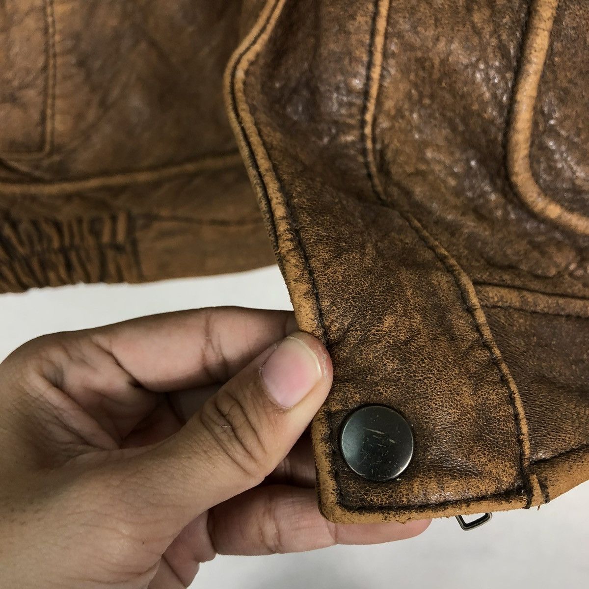 Genuine Leather 🔥Vtg Bomber Leather Jacket Fly Military Mother Harajuku Size US M / EU 48-50 / 2 - 14 Thumbnail