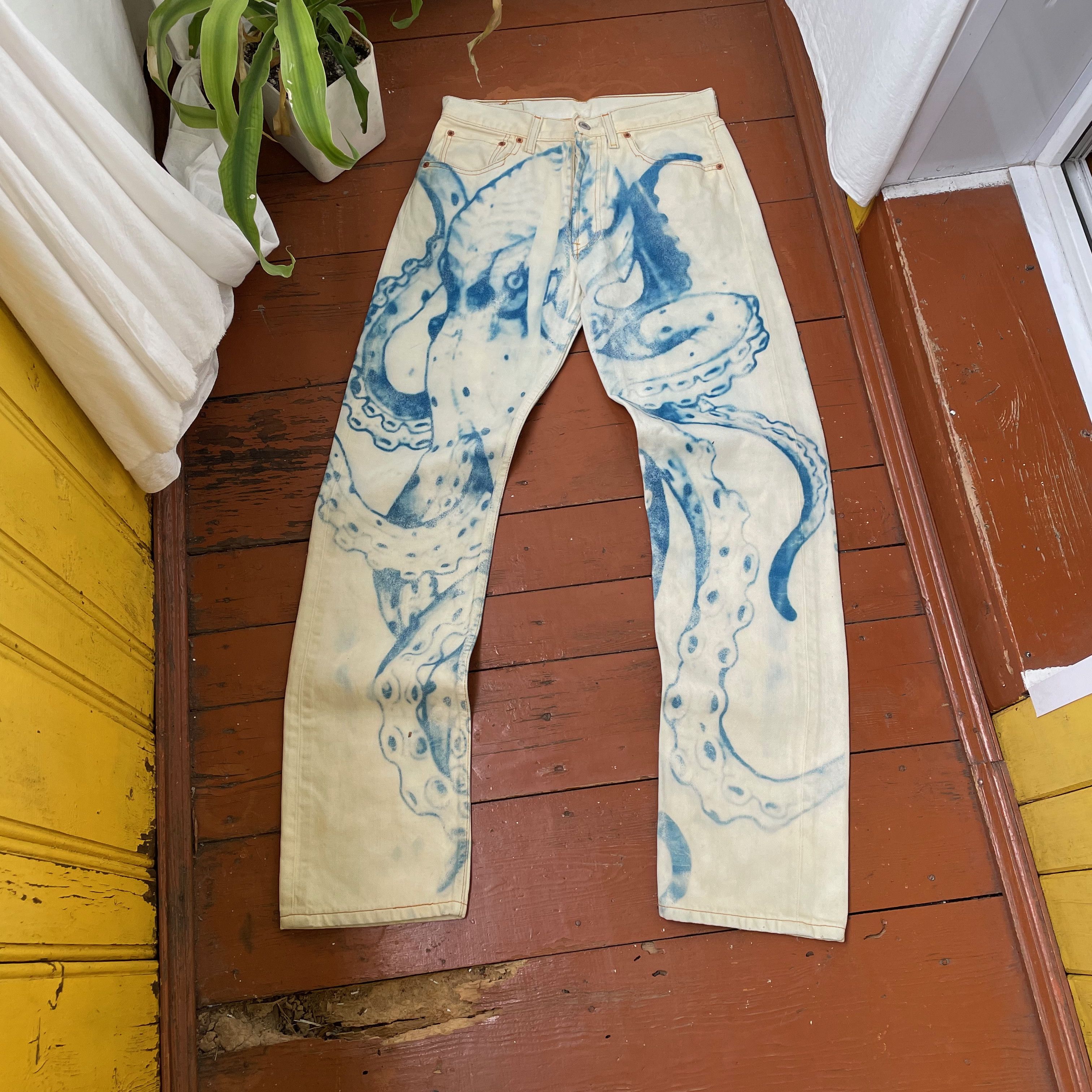 Levi's Levis 501 31x34 custom squid 🦑 print very rare Size US 31 - 8 Thumbnail