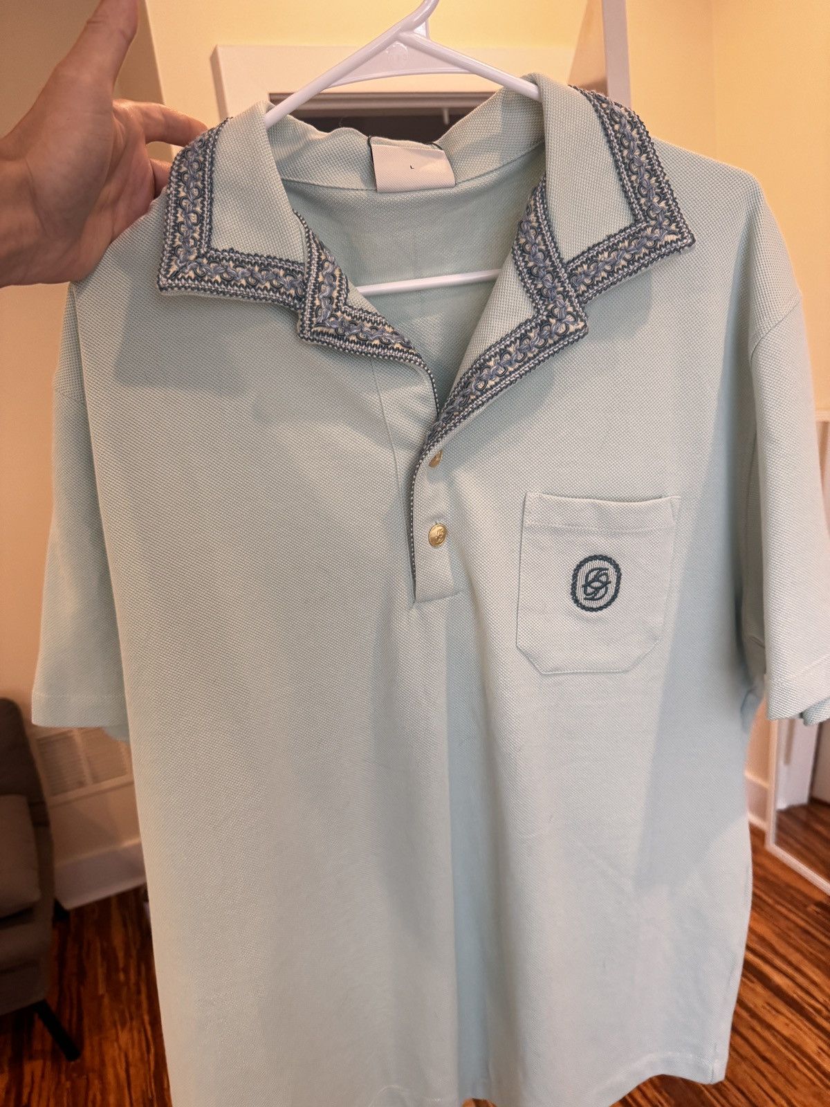 Drôle De Monsieur Le Polo D Miroir Polo Shirt Lagoon Blue, Men's — image 2 of 6