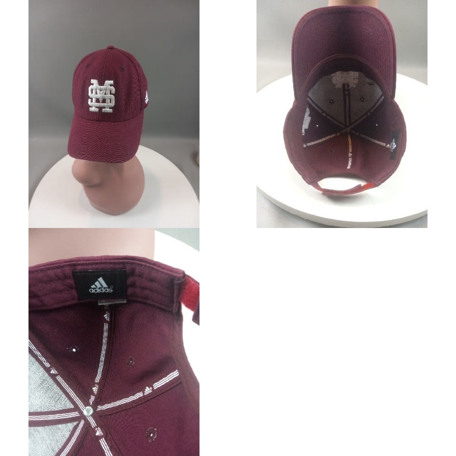 Adidas Adidas Baseball Cap MSU Miss State Univ 2013 CWS Maroon Hook & Loop Adjustable Men One Size Cap Size ONE SIZE - 8 Thumbnail