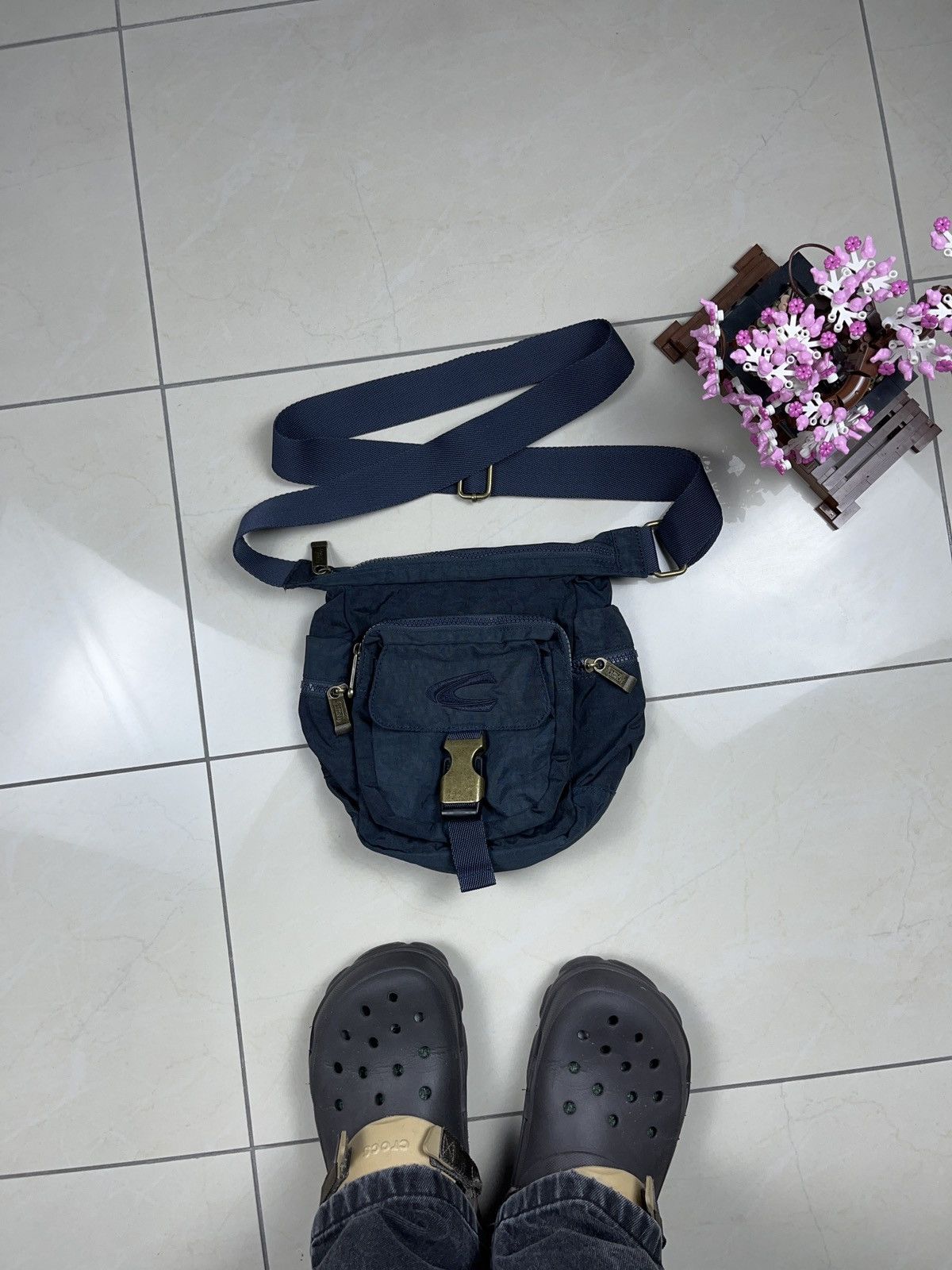 Camel Camel Active Japanese Brand blue camel cargo tech shoulder messenger bag Oakley style Grailed