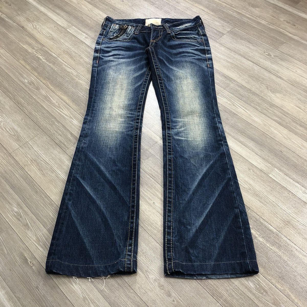 If Six Was Nine 2000s Lolita Distressed Multizipper Bootcut Flared Jeans Y2K Size US 28 / EU 44 - 19 Thumbnail