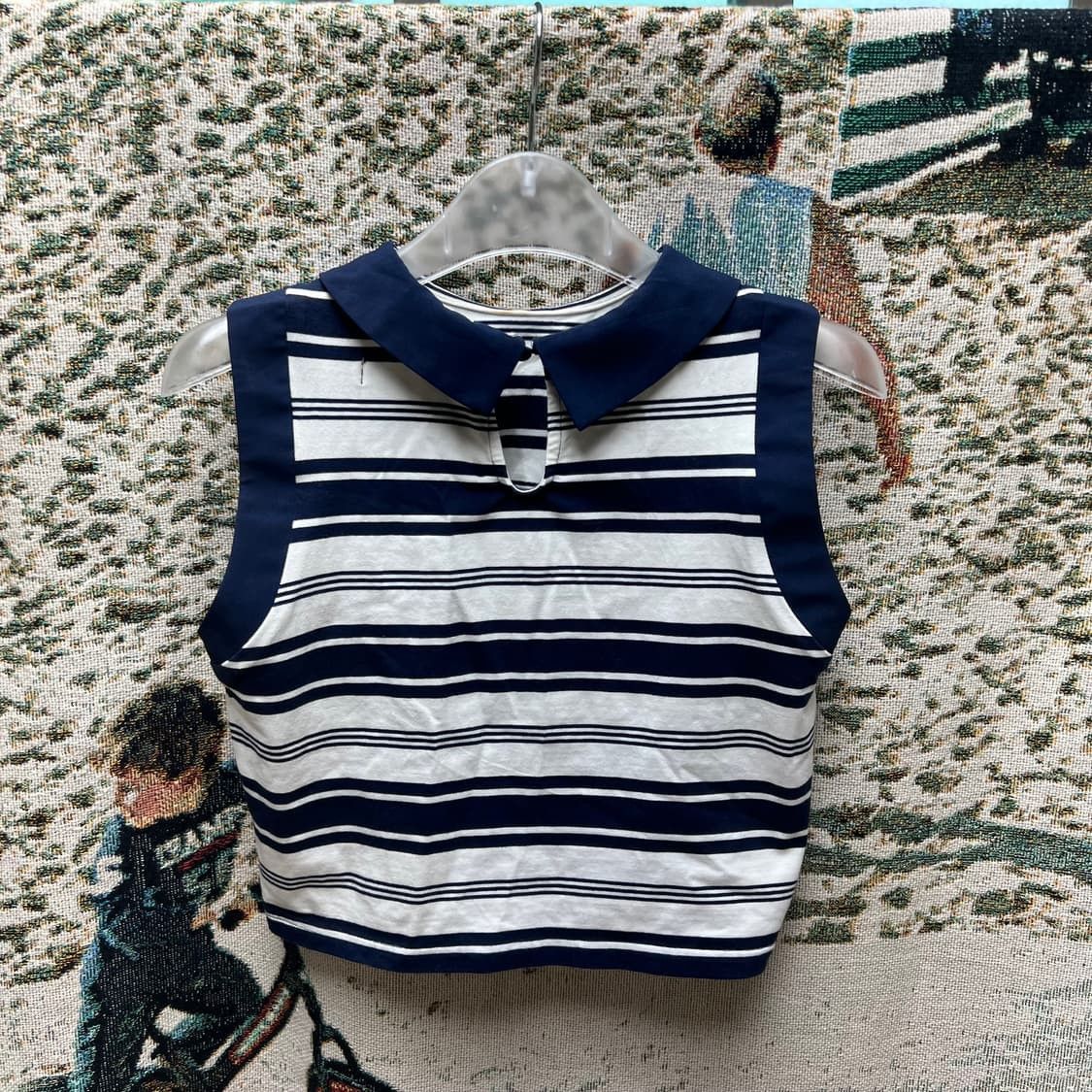 Vintage Striped neck cuff sleeveless Size ONE SIZE - 1 Thumbnail