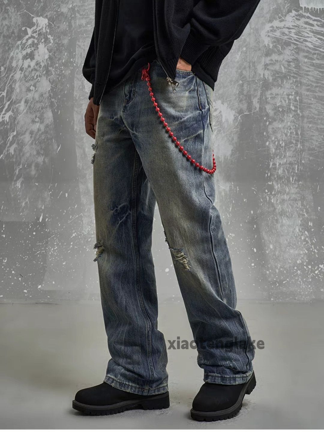 Jean × Vintage utility washed faded cleanfit yuppie damaged jeans Size US 34 / EU 50 - 2 Thumbnail