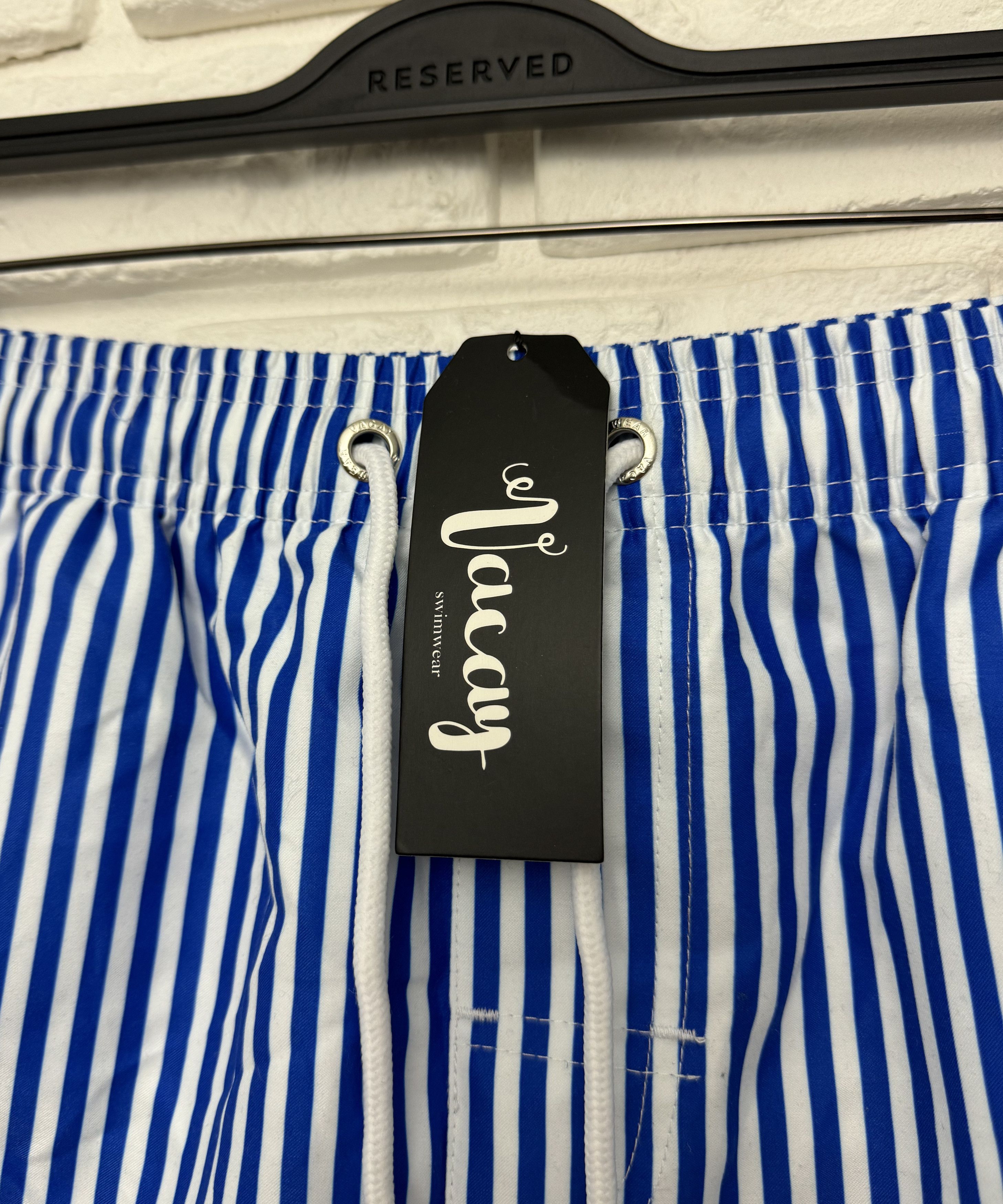 Bleach BNWT Vacay Corfu Swim Trunks White/Blue Striped Lined Size L Size US 34 / EU 50 - 4 Thumbnail