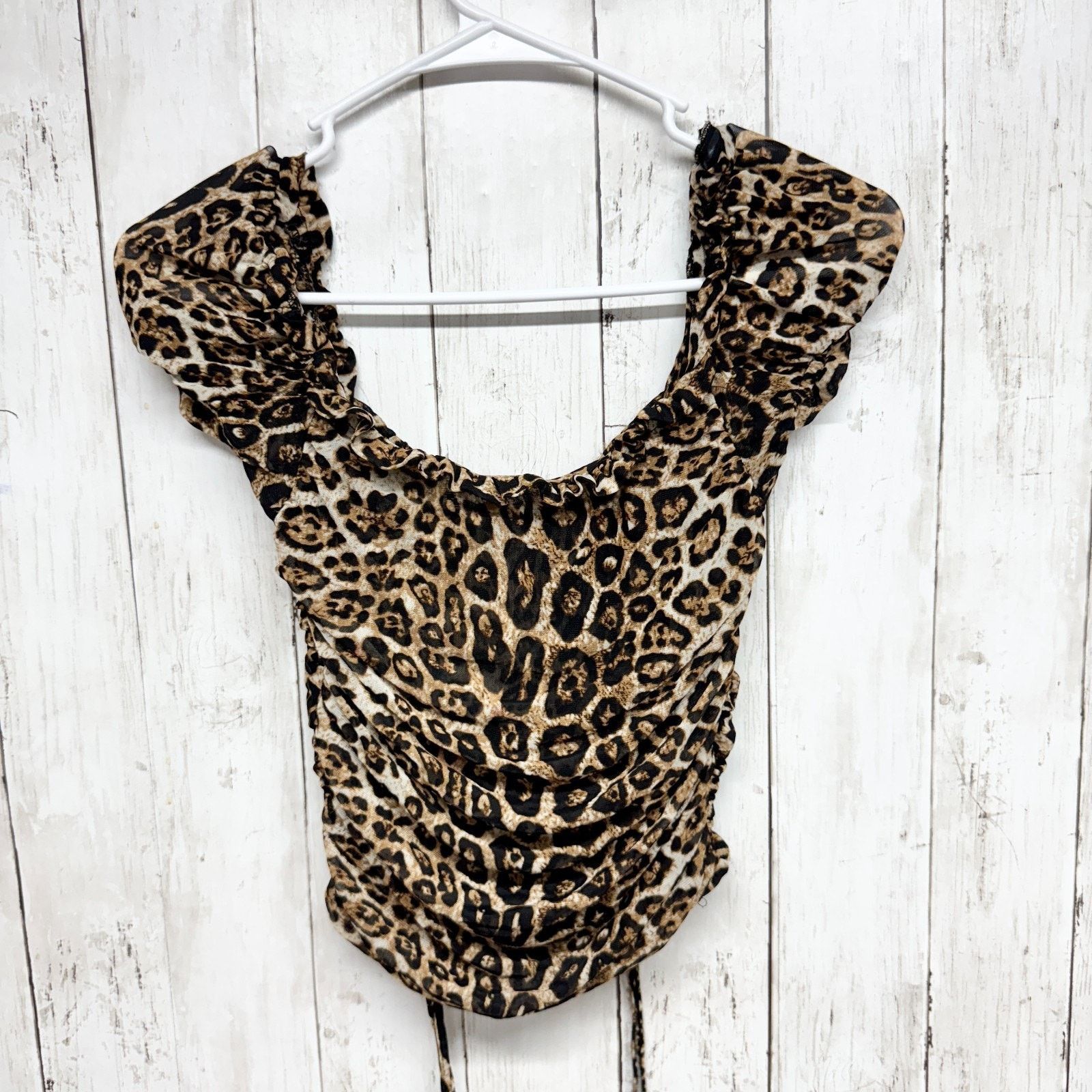 Other Tiger Mist Shirt Small Cheetah Cinched Short Sleeve Blouse Size S / US 4 / IT 40 - 5 Thumbnail